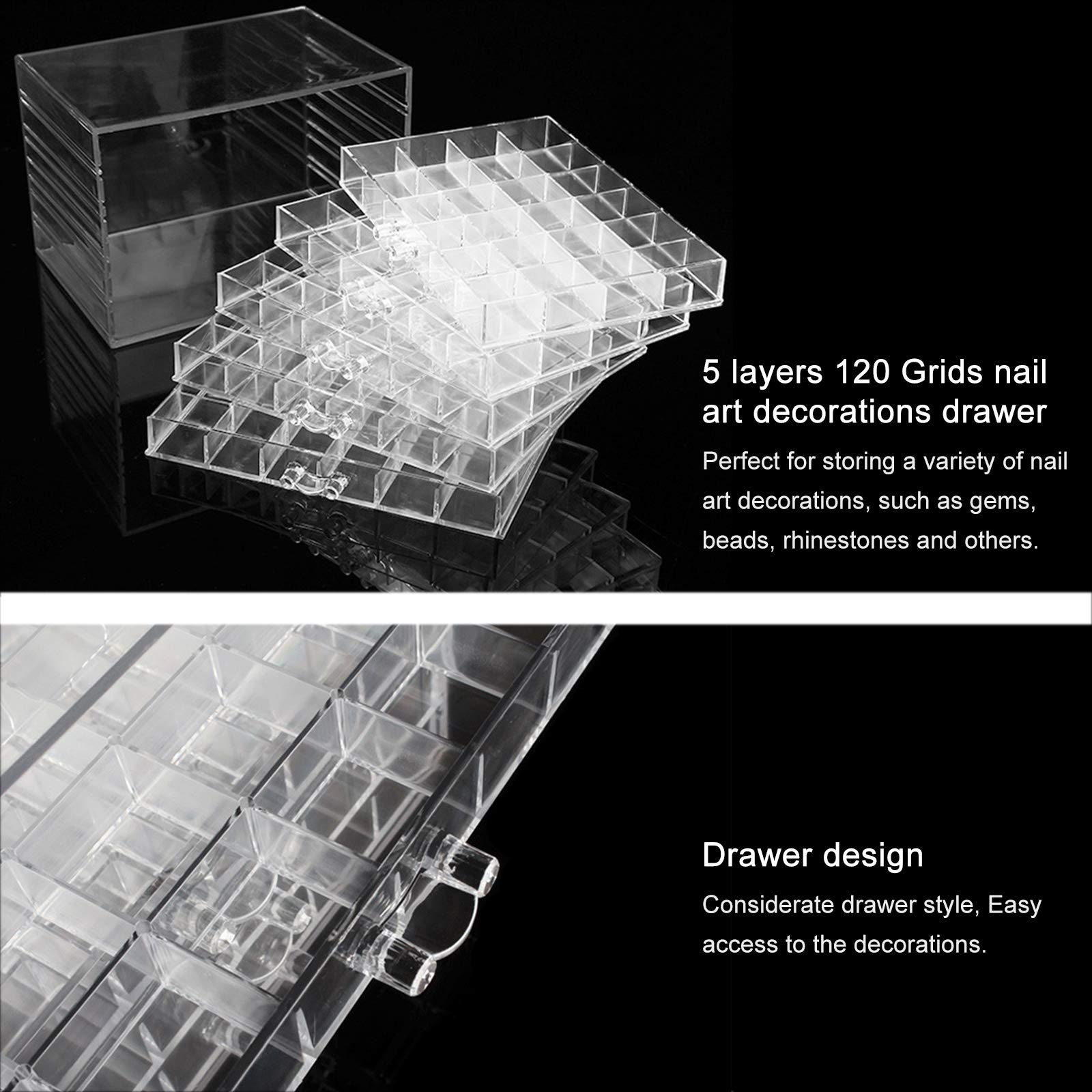 5-Layer Clear Acrylic Nail Polish Organizer with 120 Grids - Perfect for Nail Art Display, Jewelry Storage & Cosmetic Organization - Transparent Makeup Organizer Box for Salon, Home Vanity & Professional Use