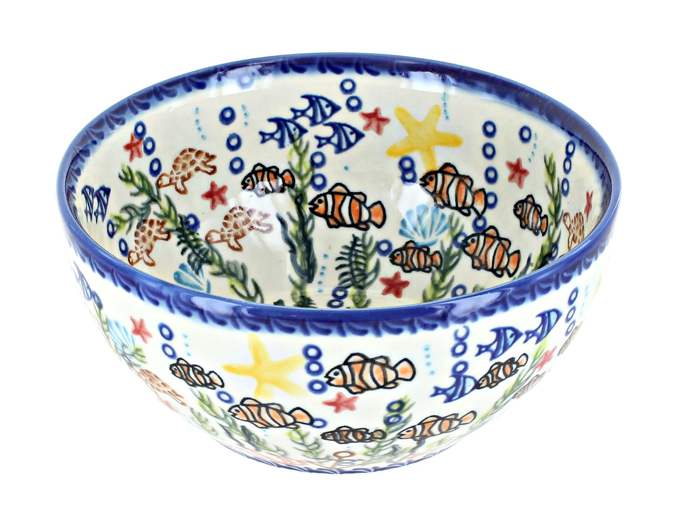 Handmade Blue Rose Polish Pottery Atlantis Cereal & Soup Bowl - Elegant Ceramic Dish for Breakfast, Soup, Salad & Dessert - Perfect for Home Dining & Gifting