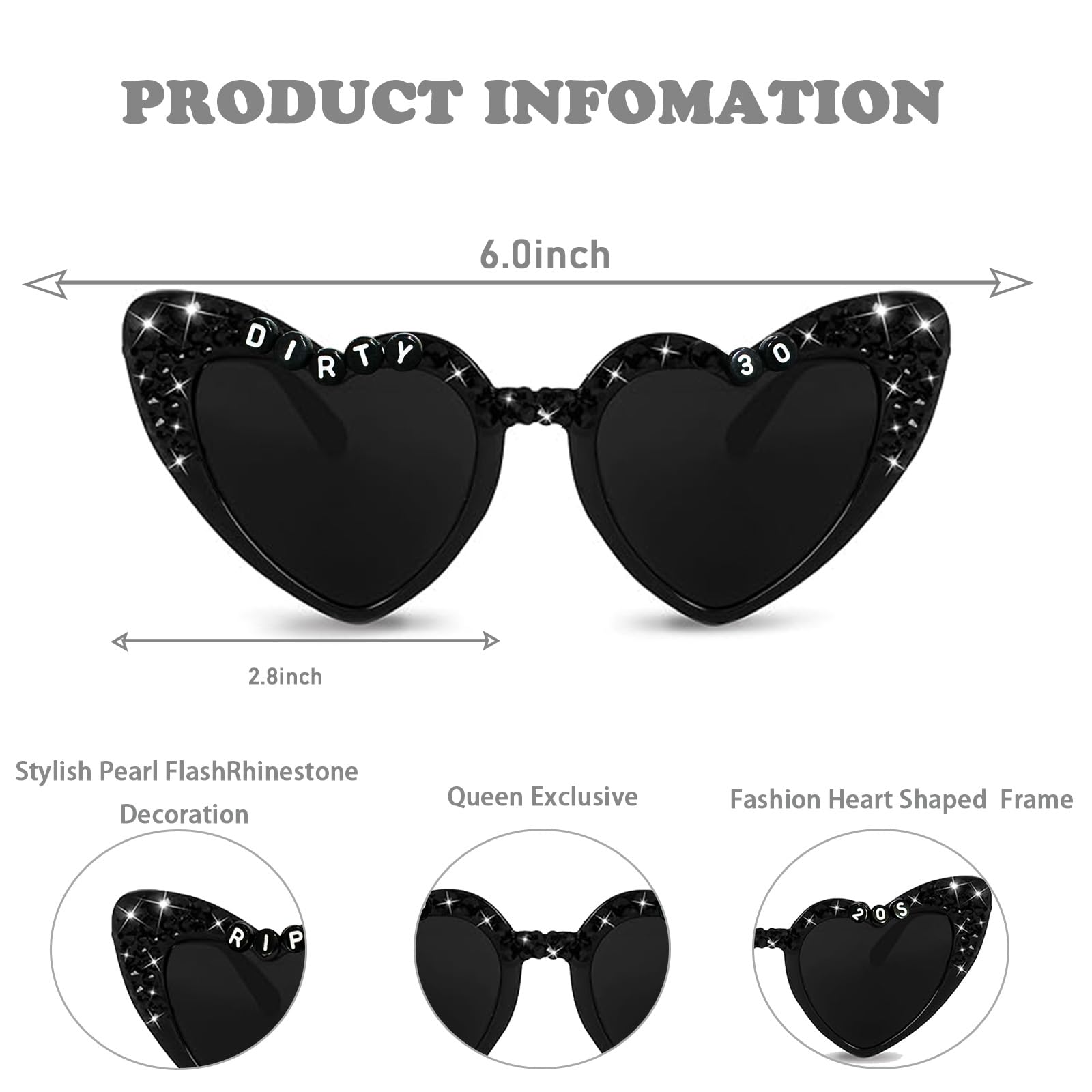 Funny 30th Birthday Glasses - Black 'RIP to My 20s' Novelty Sunglasses for Women & Men | Perfect 30th Birthday Party Decorations & Photo Props