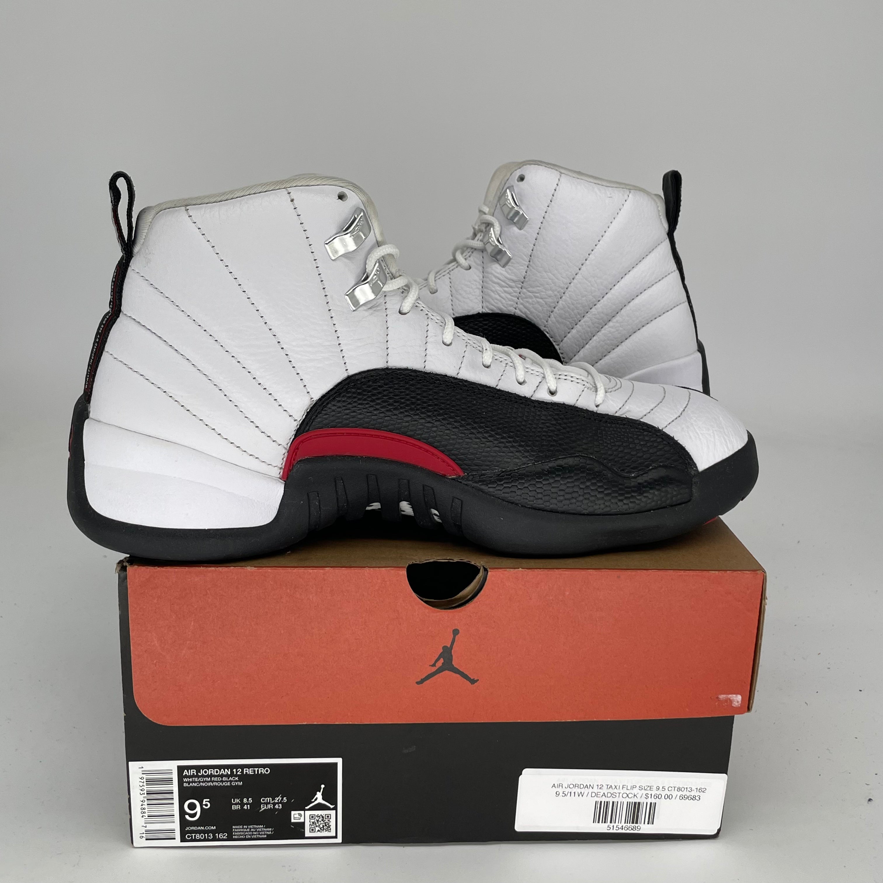 AIR JORDAN 12 TAXI FLIP Basketball Shoes Men's Size 9.5 - Retro CT8013-162 Sneakers for Streetwear & Casual Outfits