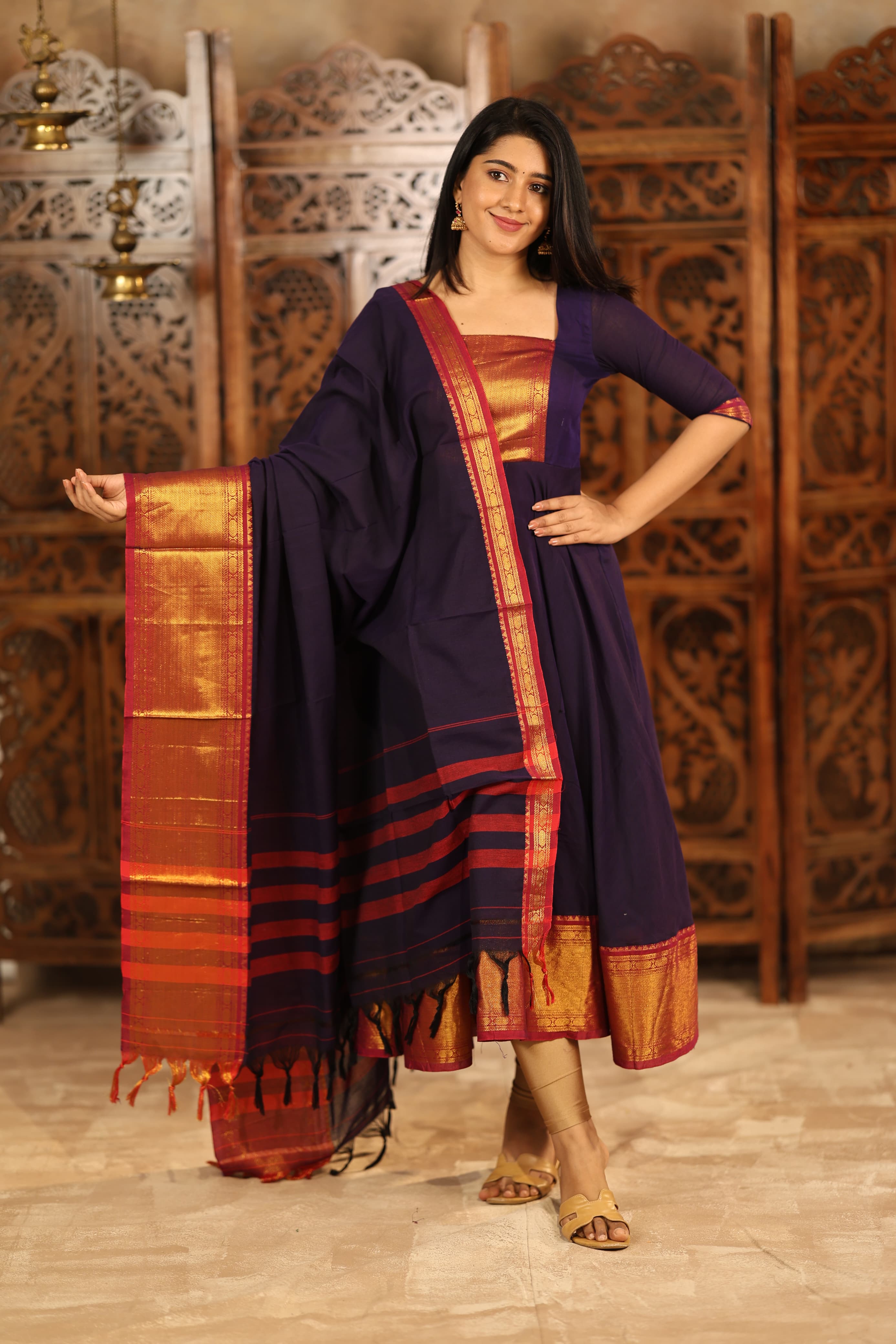 DD767 Lavanya Series 2 Pure Cotton Anarkali Dress for Women | Elegant Indian Ethnic Wear | Perfect for Weddings, Festivals & Special Occasions