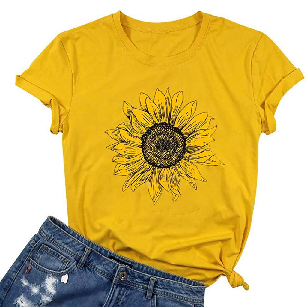 Women's Short Sleeve T-Shirts - Floral Print Blouse, Loose Fit O-Neck Top for Casual Wear | Perfect for Summer Outfits, Beach Vacations & Everyday Comfort