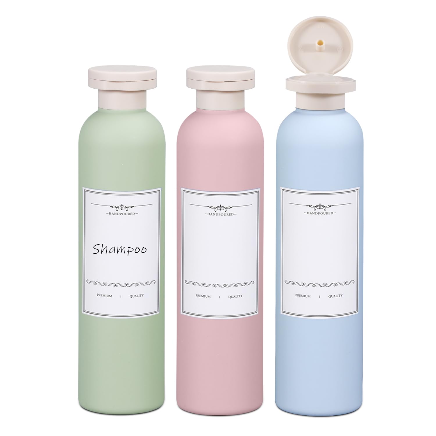 8.8oz 3-Pack Refillable Travel Shampoo & Conditioner Bottles with Flip Top Lids - Leak-Proof TSA Approved Toiletries Containers for Airplane, Gym, Camping & Vacation Essentials