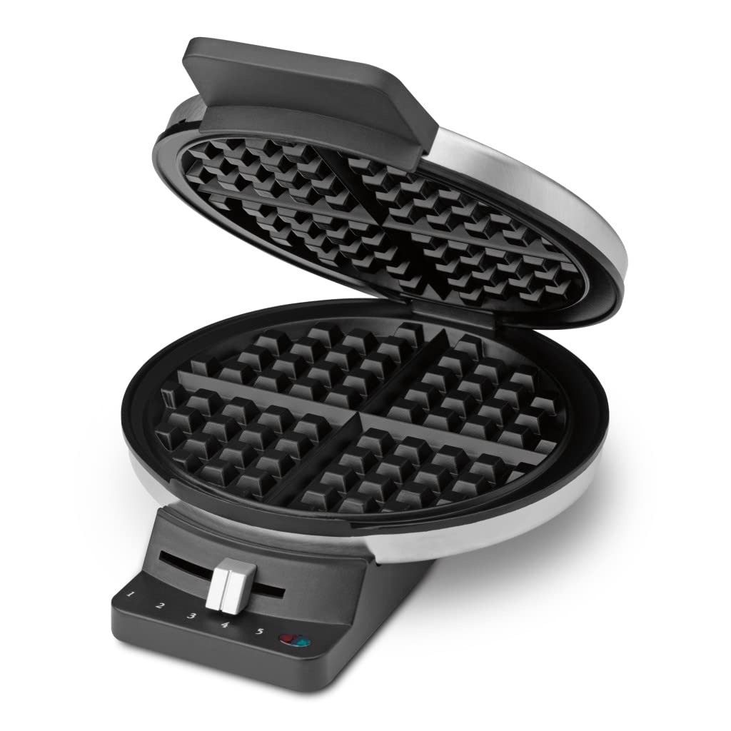 Cuisinart Round Waffle Maker - Silver Classic Belgian Waffle Iron for Breakfast, Brunch & Family Gatherings