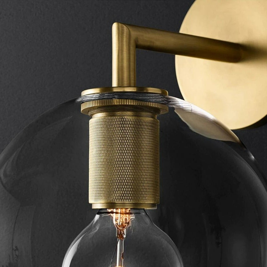 Modern Copper Transparent Glass Wall Lamp - Minimalist Design for Living Room, Bedroom, or Hallway Lighting