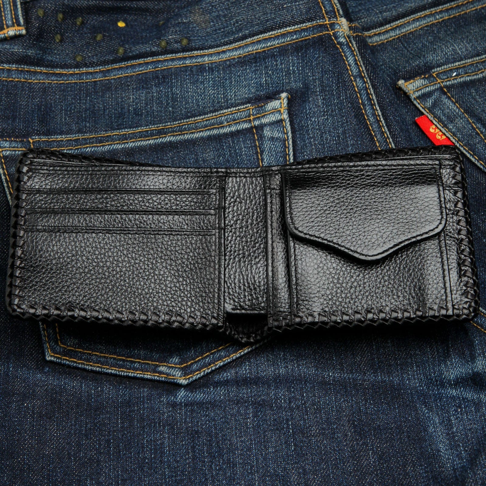 Premium Red Cross Stingray Leather Biker Wallet for Men - Durable RFID Blocking Motorcycle Wallet - Perfect for Bikers, Travel & Everyday Use