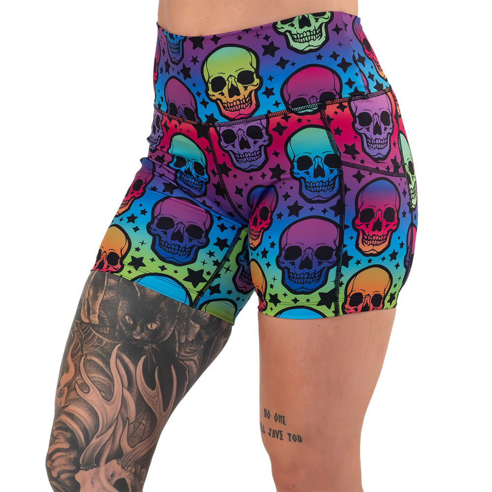 Psychedelic Skull Print Shorts for Men & Women - Trendy Summer Casual Wear - Perfect for Beach, Gym, and Street Style