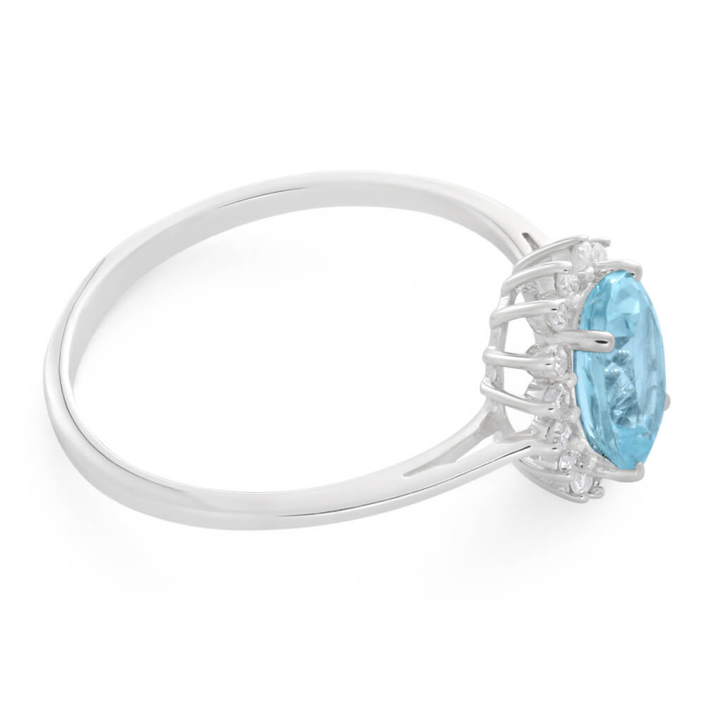 9ct White Gold Aquamarine and Diamond Cluster Ring - Elegant Jewelry for Women, Perfect for Engagement, Wedding, Anniversary Gifts & Special Occasions