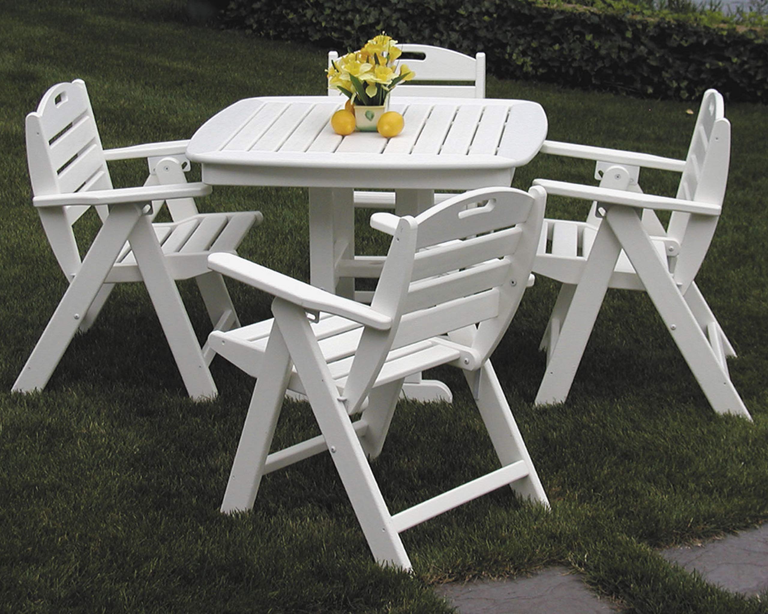 Polywood Recycled Plastic Nautical Lowback Outdoor Chair - Eco-Friendly Green Patio Furniture for Poolside, Beach House & Garden Relaxation
