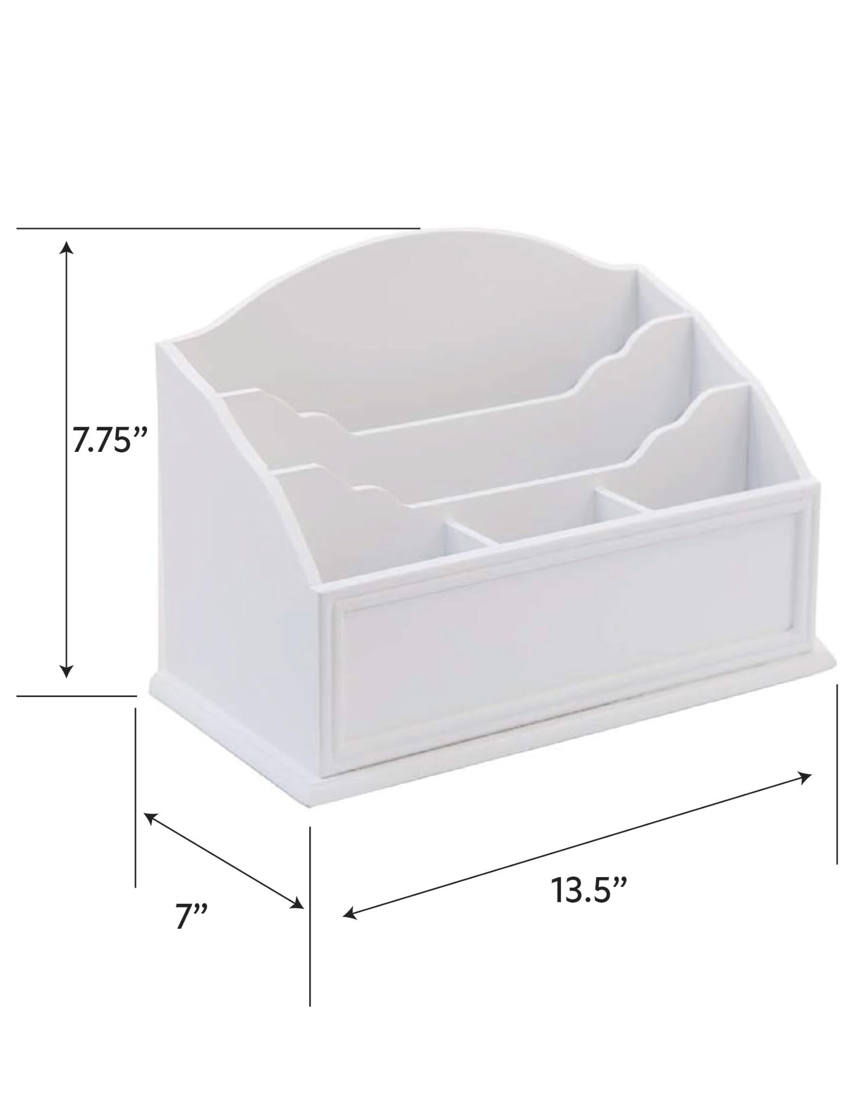 Premium White Wooden Desktop Letter Holder – 5-Slot Mail & Stationery Organizer – High-Quality Wooden Desk Organizer for Pens, Pencils, Bills & Documents – Perfect for Home Office, School & Workspace Organization