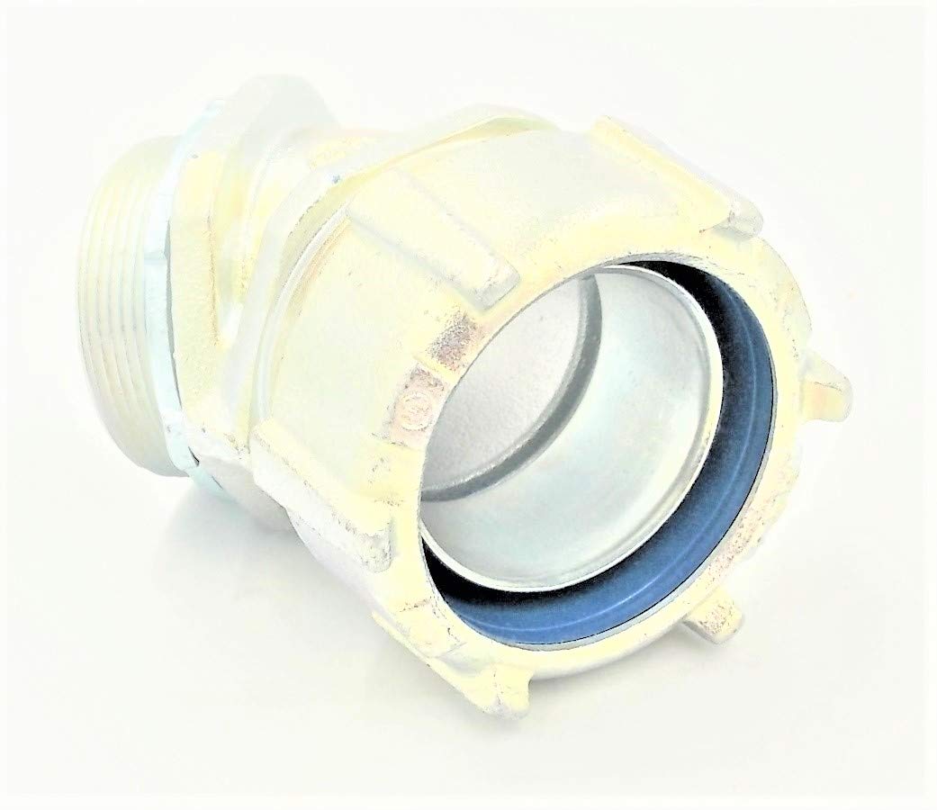 2 Inch Malleable Iron Angled Threaded Liquidtight Connector - Heavy Duty Electrical Conduit Fitting for Outdoor, Industrial, and Hazardous Locations