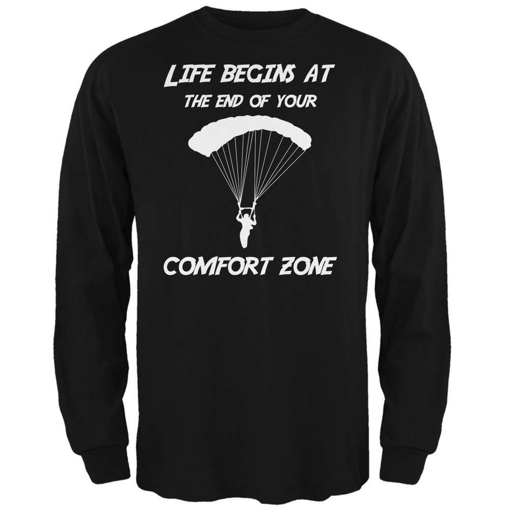 Comfort Zone Parachute Black Long Sleeve T-Shirt for Men - X-Large - Soft & Breathable Cotton Tee for Casual Wear, Outdoor Activities & Everyday Comfort