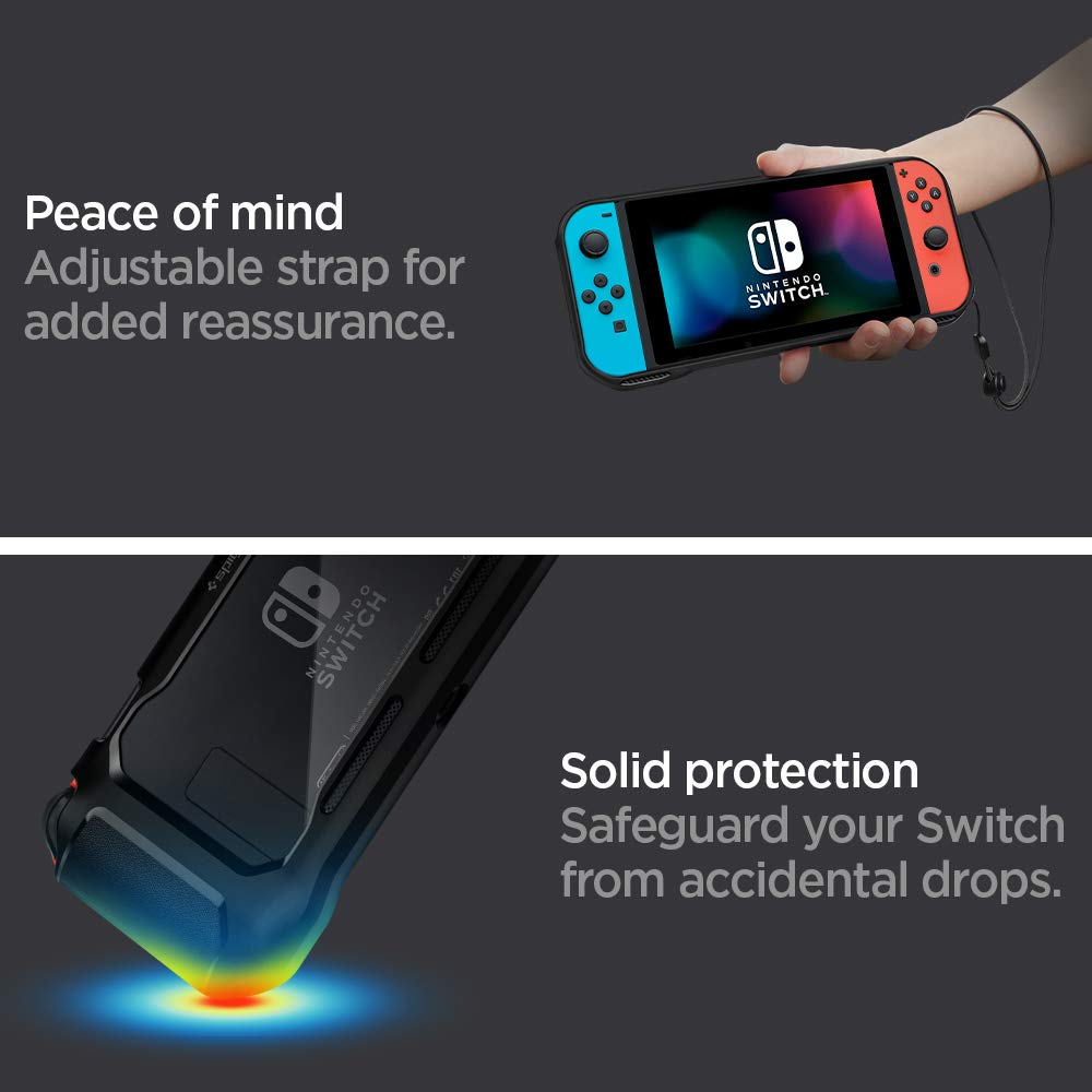 Spigen Rugged Armor Case for Nintendo Switch - Matte Black Protective Cover | Durable Shockproof Gaming Case for Travel & Home Use
