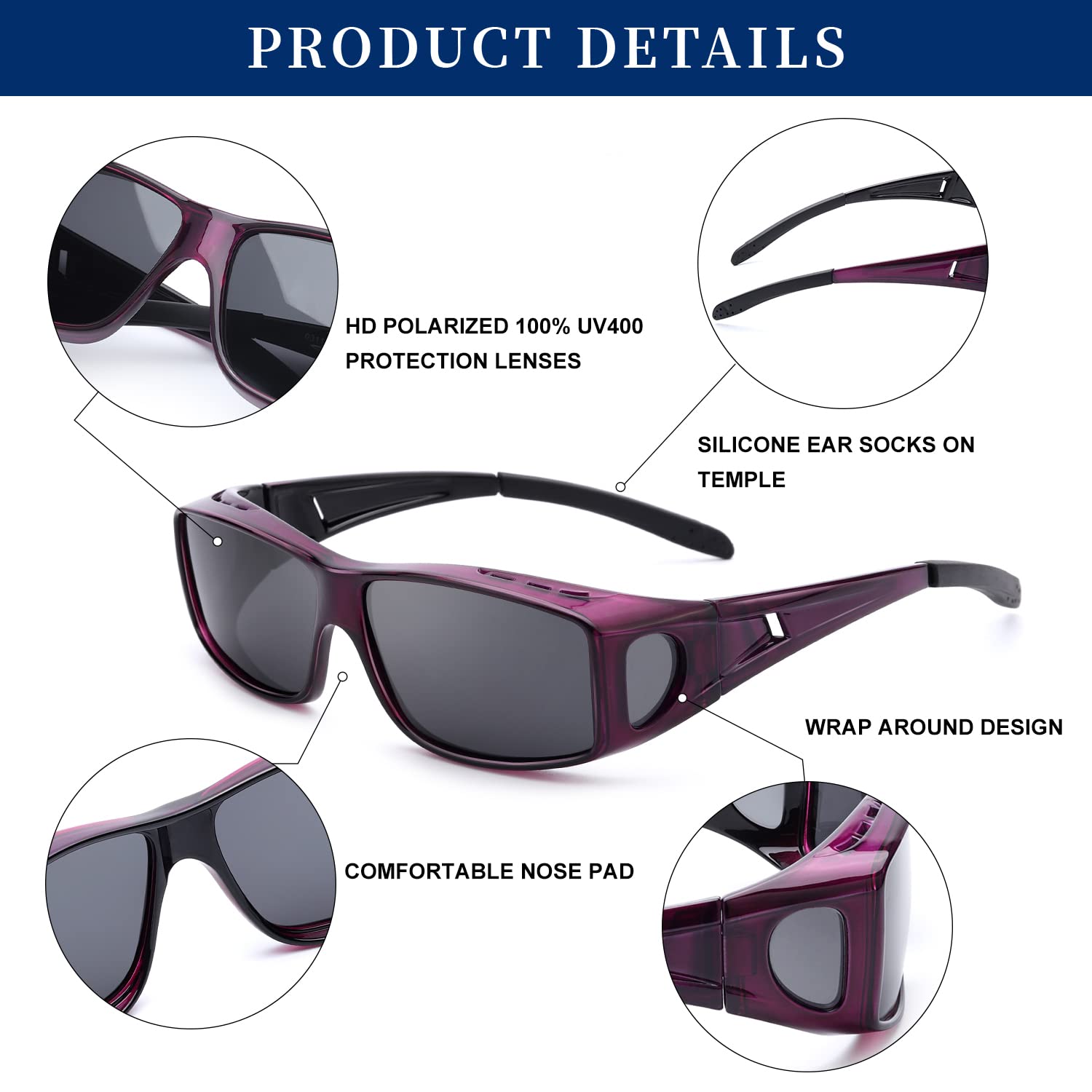 LVIOE Polarized Wrap Around Sunglasses for Men & Women – UV Protection, Fit Over Prescription Glasses – Perfect for Driving, Outdoor Sports & Daily Sun Protection