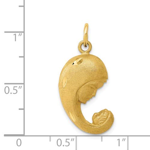 14K Yellow Gold Mother & Baby Charm Pendant Necklace - Elegant Gift for Mom, Grandma, or Newborn - Perfect for Mother's Day, Baby Showers & Special Occasions