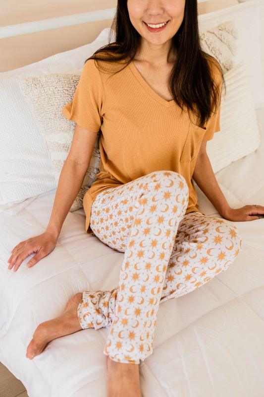 Celestial Ribbed Women's Modal Jersey Joggers - Soft Stretchy Lounge Pants for Yoga, Running & Home Comfort