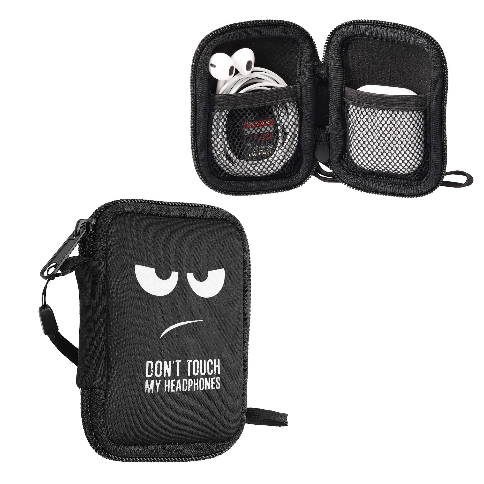 kwmobile Neoprene Protective Case for in-Ear Headphones - 2.3 x 3.5 inch (6 x 9 cm) Zippered Storage Pouch - Keep Your Headphones Safe and Organized - Perfect for Travel, Gym & Daily Use