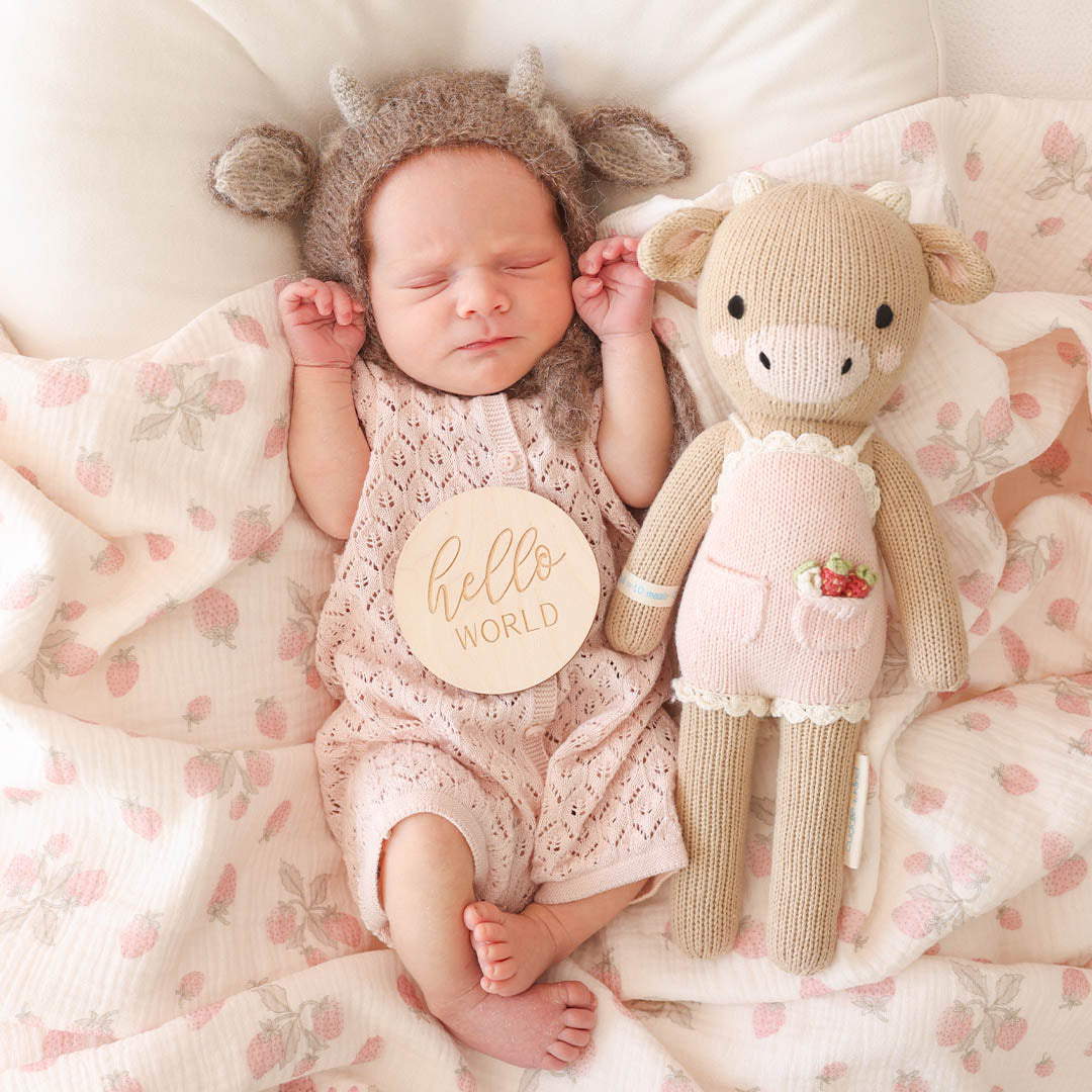 Ava the Cow Plush Toy - Soft & Cuddly Powder Pink Stuffed Animal for Kids | Perfect for Nursery Decor, Birthday Gifts & Comfort Companions