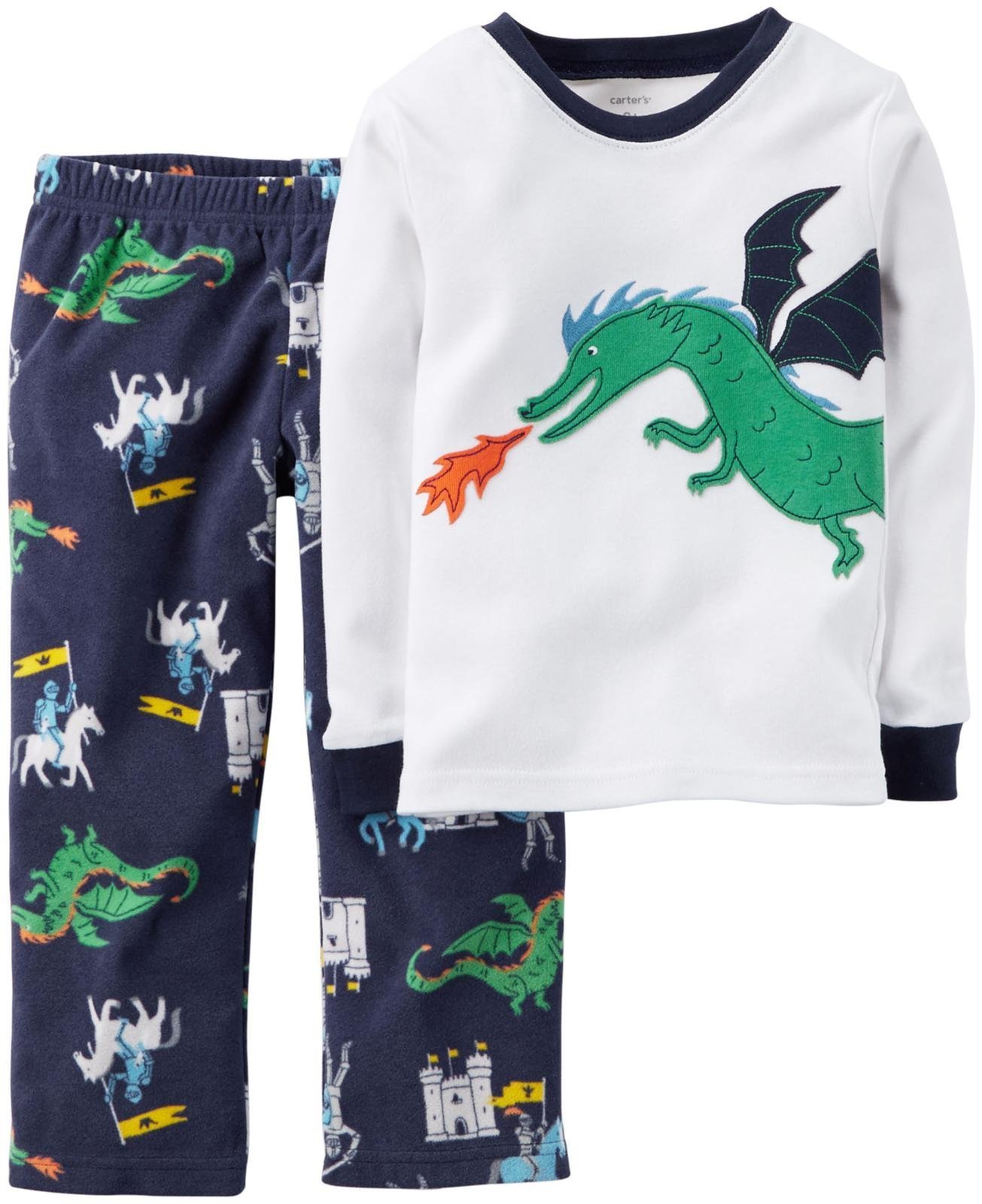 Carter's Baby Girls' 2-Piece Pajama Set - Soft Cotton Sleepwear with Cute Dragon Print | Perfect for Nursery, Bedtime & Gift Giving
