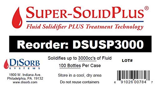 DiSorb Suction Canister Sterilizer Absorbent Powder - EPA Approved Solidifier for Bodily Fluids & Blood - 500cc (100 Bottles/Case) - Ideal for Hospitals, Healthcare Facilities & Veterinary Clinics - Perfect for Emergency Spill Cleanup & Medical Waste Management