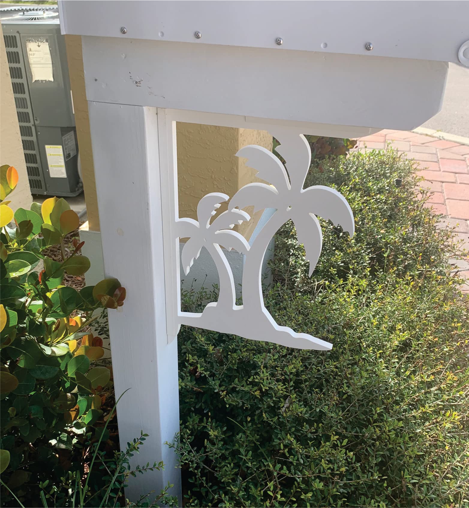 Palm Tree Double Mailbox Bracket - Medium Size 16x12 Inches - Durable Outdoor Mailbox Holder for Beach House, Garden & Coastal Decor
