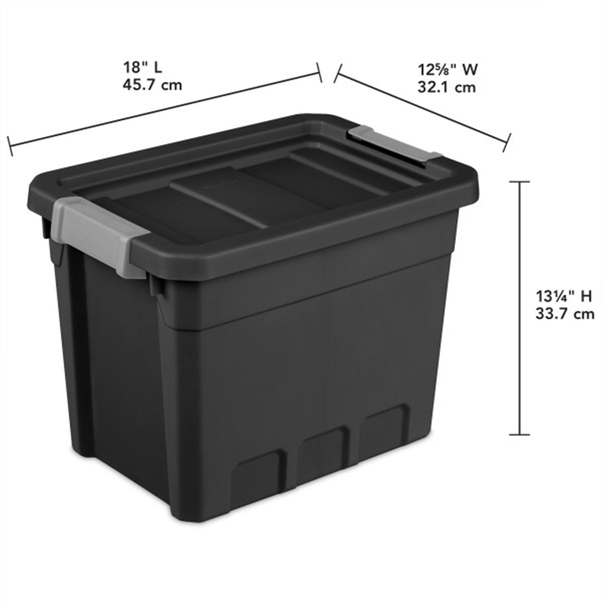 Sterilite 6-Pack 7.5 Gallon Black Plastic Storage Bins with Lids - Stackable Organizing Containers for Home, Office, Garage & Closet Storage Solutions