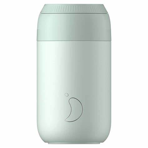 Chilly's Series 2 Reusable Coffee Cup 340ml (12oz) - Insulated Stainless Steel Travel Mug, Leak-Proof Lid, Eco-Friendly (Lichen Green) - Perfect for Office, Commuting & Outdoor Activities