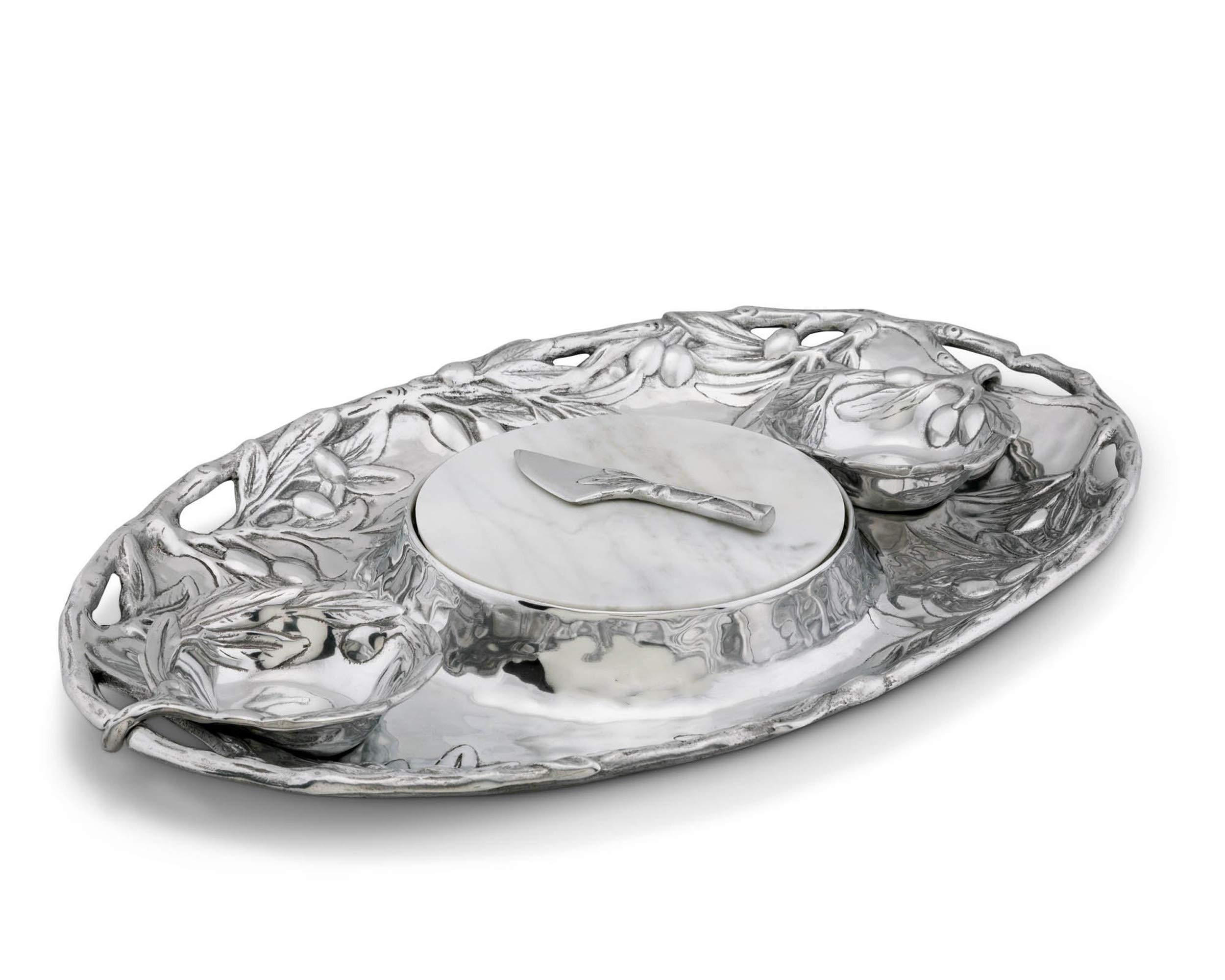 Arthur Court Sand-Cast Aluminum Olive Pattern 5-Piece Serving Set - 20