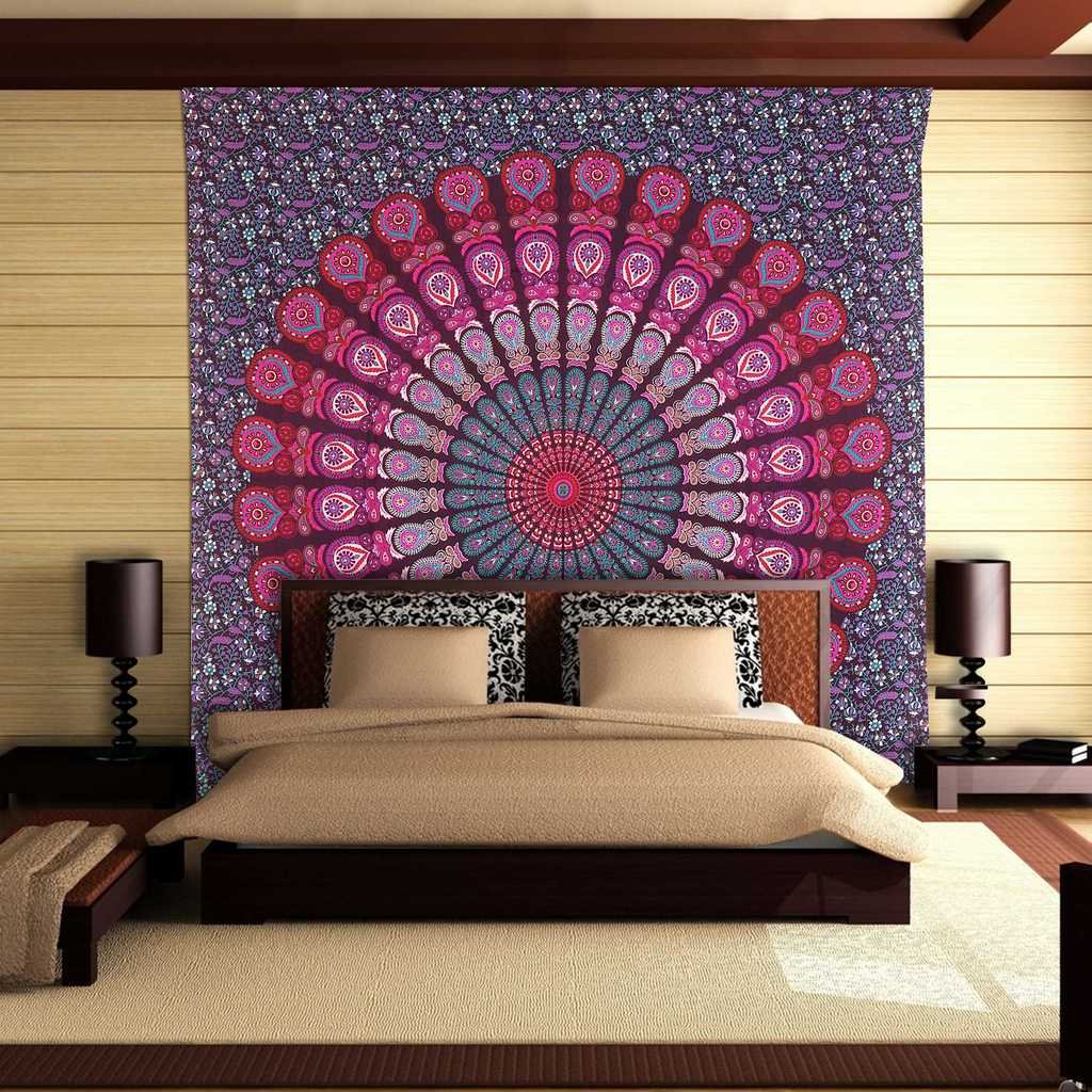 Purple Mandala Tapestry Queen Size - Cotton Printed Wall Hanging for Bedroom Decor, Beach Throw Blanket, Room Divider & Boho Wall Art | Perfect for Dorm Rooms, Yoga Studios & Festival Decorations