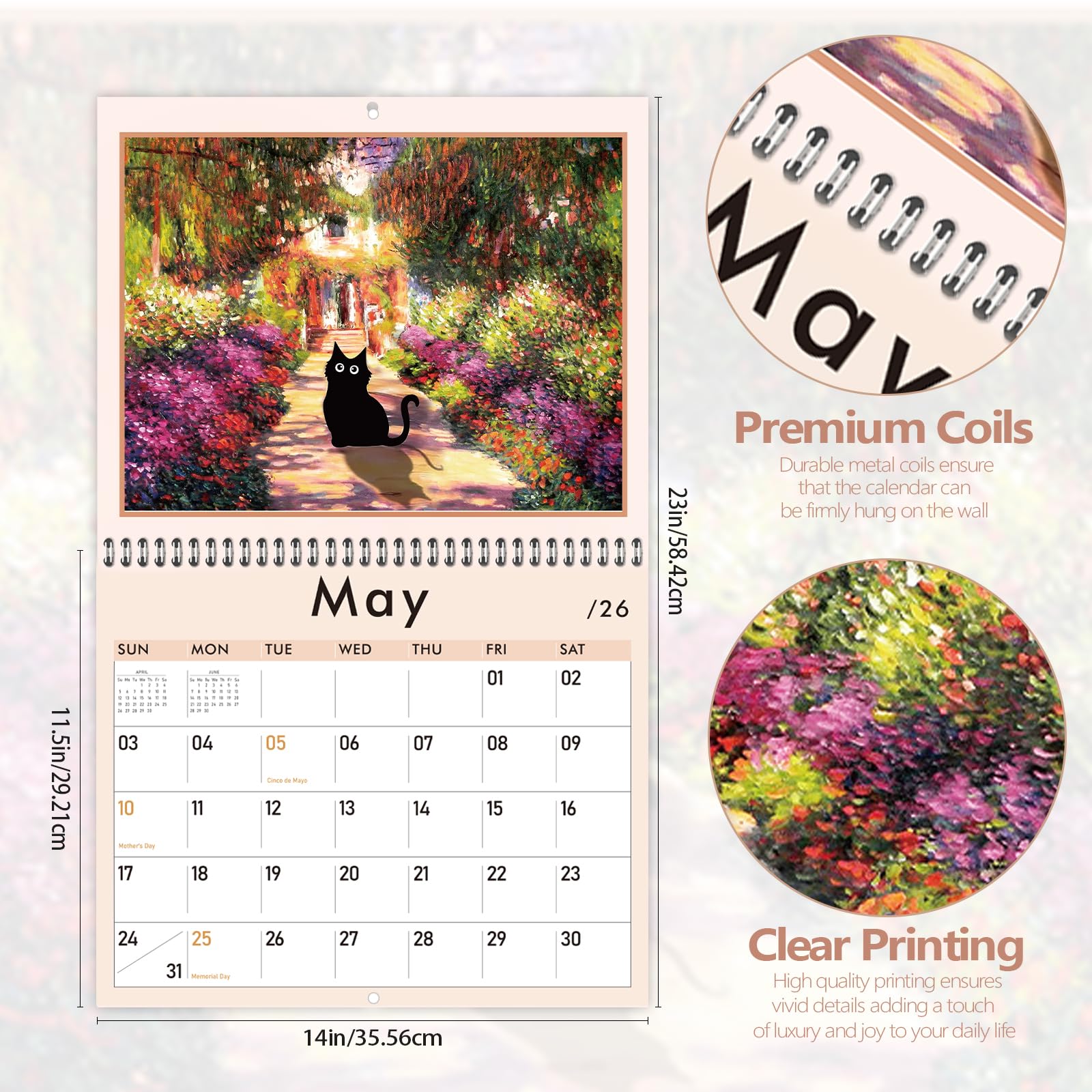 GuassLee 2025-2026 Cat Wall Calendar - 19 Month Vertical Hanging Calendar from June 2025 to December 2026 - 14