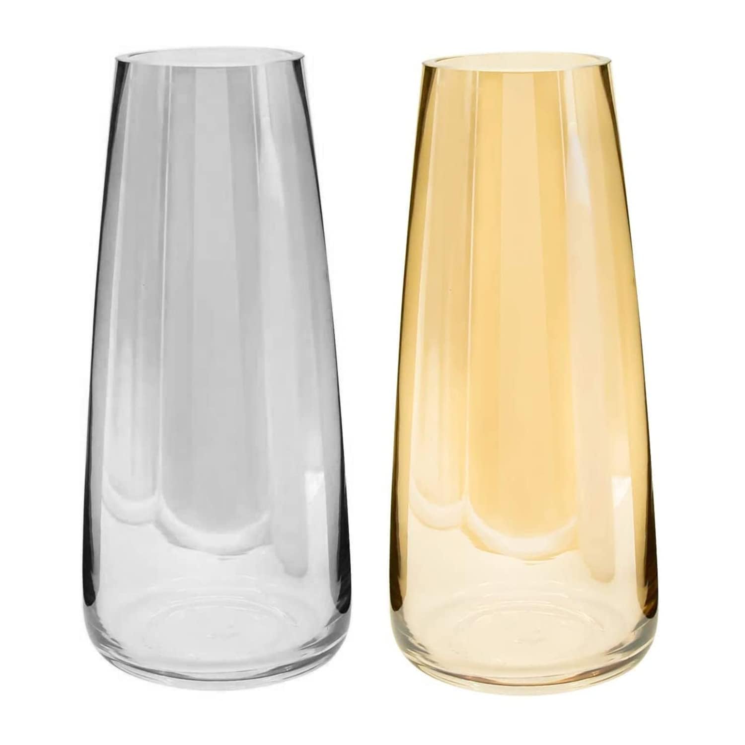 TIED RIBBONS Glass Vase Set of 2 - Black and Gold Centerpiece Vases for Flowers, Weddings, Christmas & Boho Home Decor | Elegant Living Room & Table Decorations for Parties & Special Events