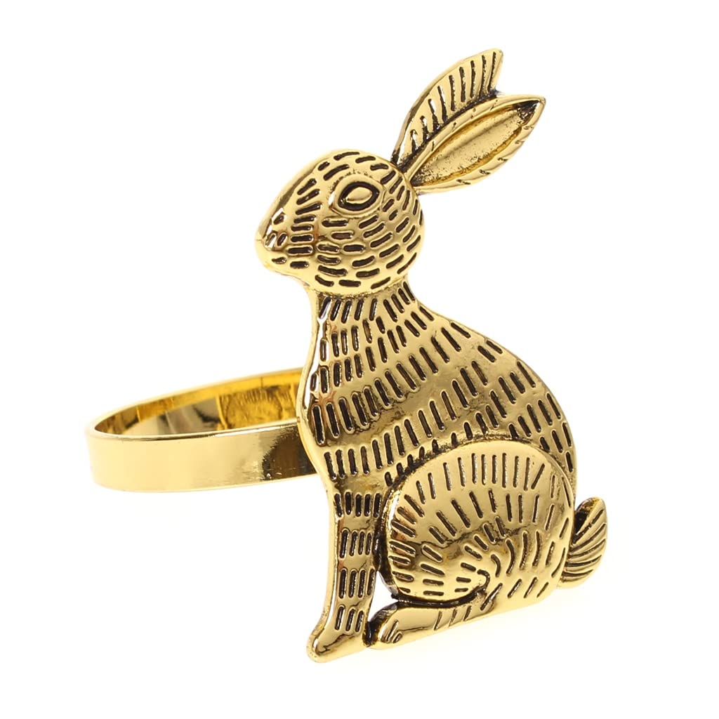 PQKDY Easter Bunny Ears Napkin Rings - Metal Rabbit Napkin Holders for Easter Table Decor (Set of 4) - Perfect for Spring Parties, Easter Brunch & Holiday Table Settings