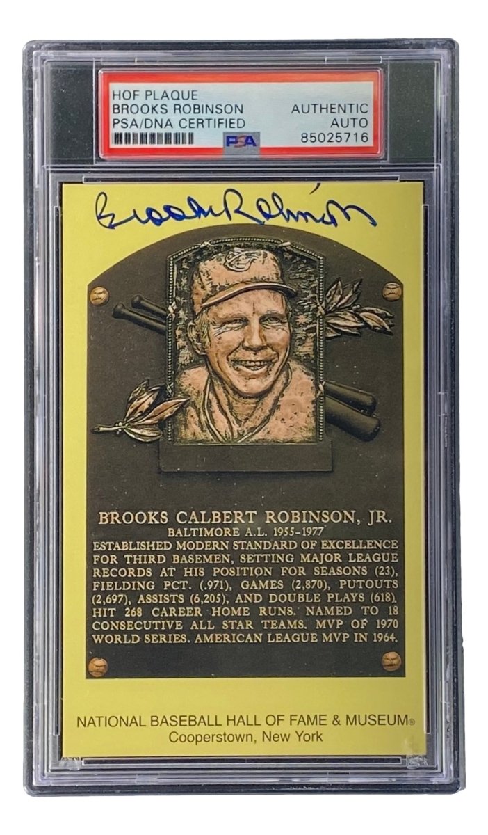 Authentic Brooks Robinson Signed 4x6 Baltimore Orioles HOF Plaque Card with PSA/DNA Certification 85025716 - Perfect for Baseball Memorabilia Collectors and Sports Fans Display