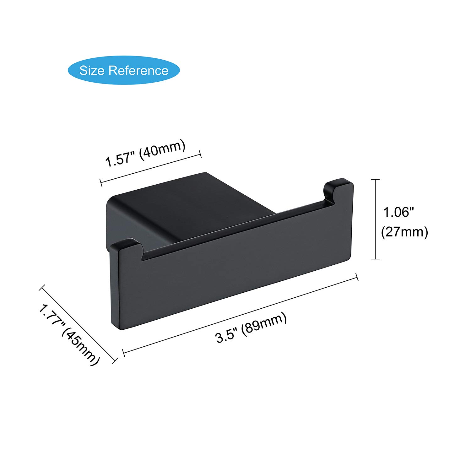 TASTOS Matte Black Bathroom Hooks - 2 Pack SUS304 Stainless Steel Double Hook for Towels, Robes & Coats - Rustproof Wall Mounted Hooks for Bathroom, Kitchen, Bedroom & Entryway Organization