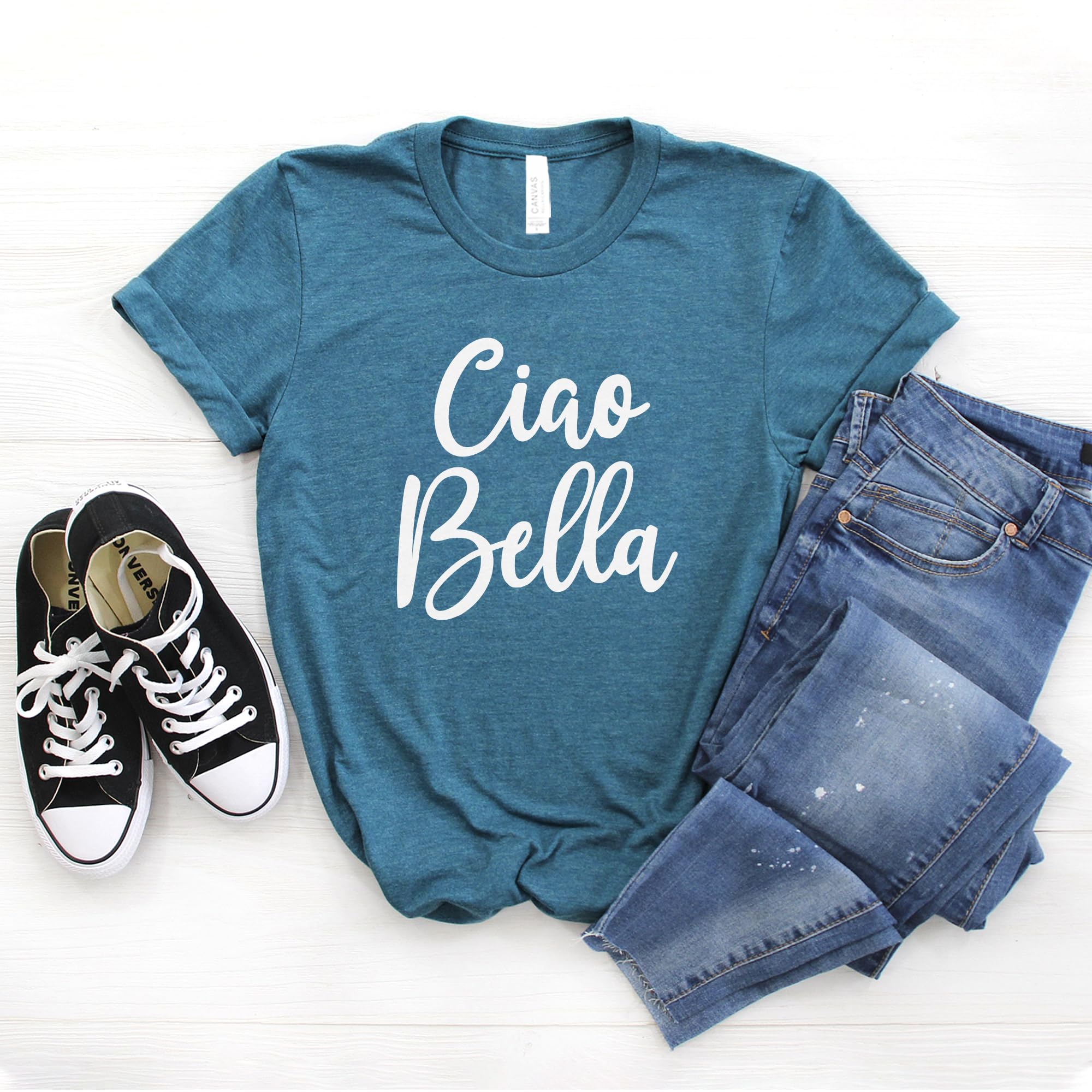 Ciao Bella Shirt - Hello Beautiful Italian T-Shirt - Soft Unisex Cotton Tee - Cute Italy Gift for Women & Men - Perfect for Travel, Date Night & Italian-Themed Parties