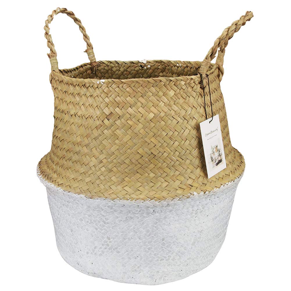 Natural Seagrass Woven Storage Basket - Eco-Friendly Rattan Organizer for Clothes, Toys, Plants & Home Decor | Perfect for Bedroom, Bathroom, Nursery & Living Room Organization
