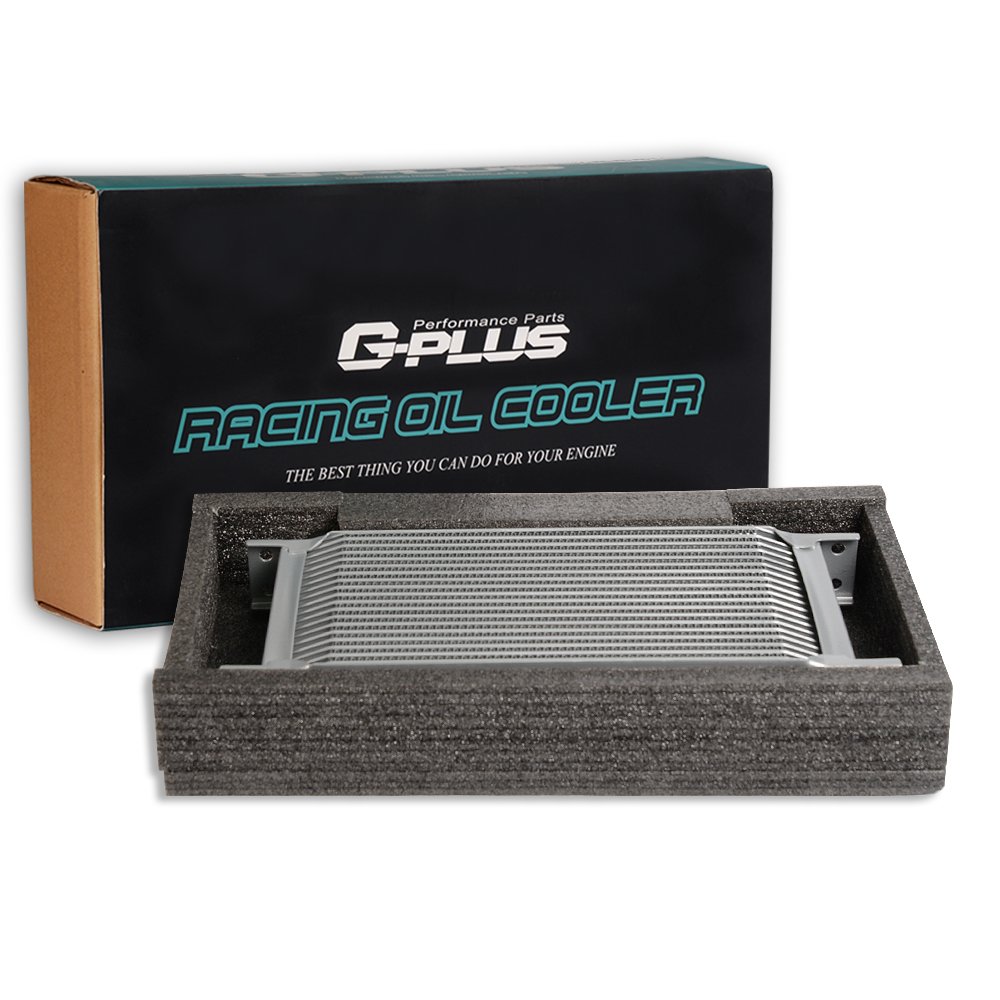 10 Row AN10 Aluminum Universal Engine Transmission Oil Cooler Kit with Oil Filter Adapter & Hose Ends - Silver - Perfect for High-Performance Cars, Trucks, and Racing Vehicles