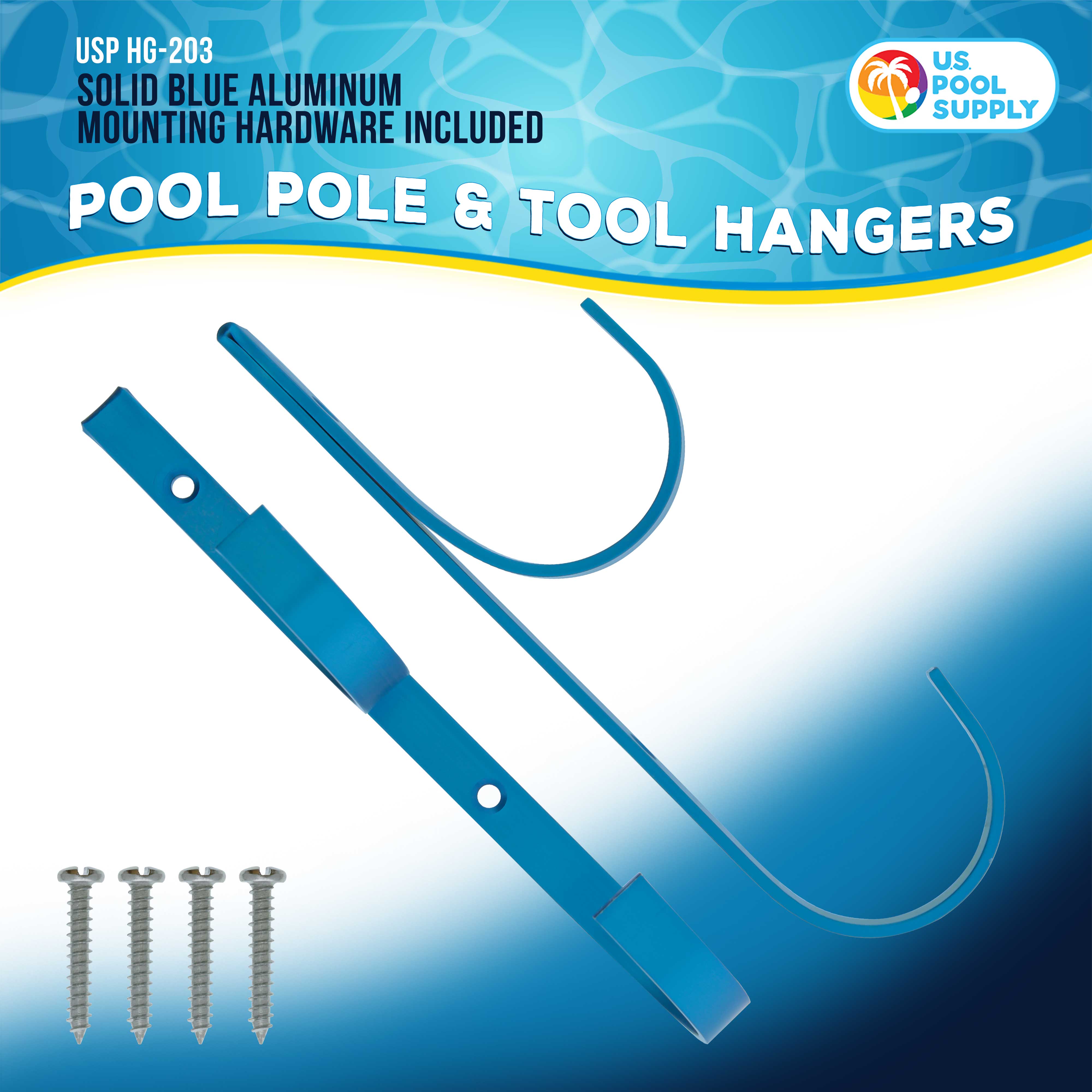 Premium Set of 2 Blue Aluminum Pool Hangers for Telescopic Poles - Heavy Duty Storage Solution for Pool Nets, Vacuums, Hoses & Accessories - Perfect for Organizing Swimming Pool Equipment & Maintaining Clean Backyard Oasis