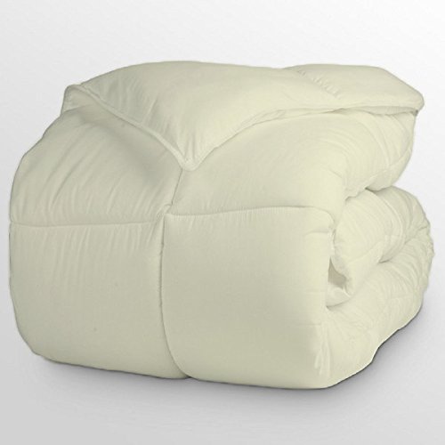 Dream'z Bedding Luxury 350 Thread Count 100 GSM Fiber Fill 1pc Comforter Full/Queen Size, 100% Egyptian Cotton - Ivory Stripe - Ultra Soft & Breathable for All-Season Comfort - Perfect for Master Bedroom, Guest Room & Hotel Style Bedding