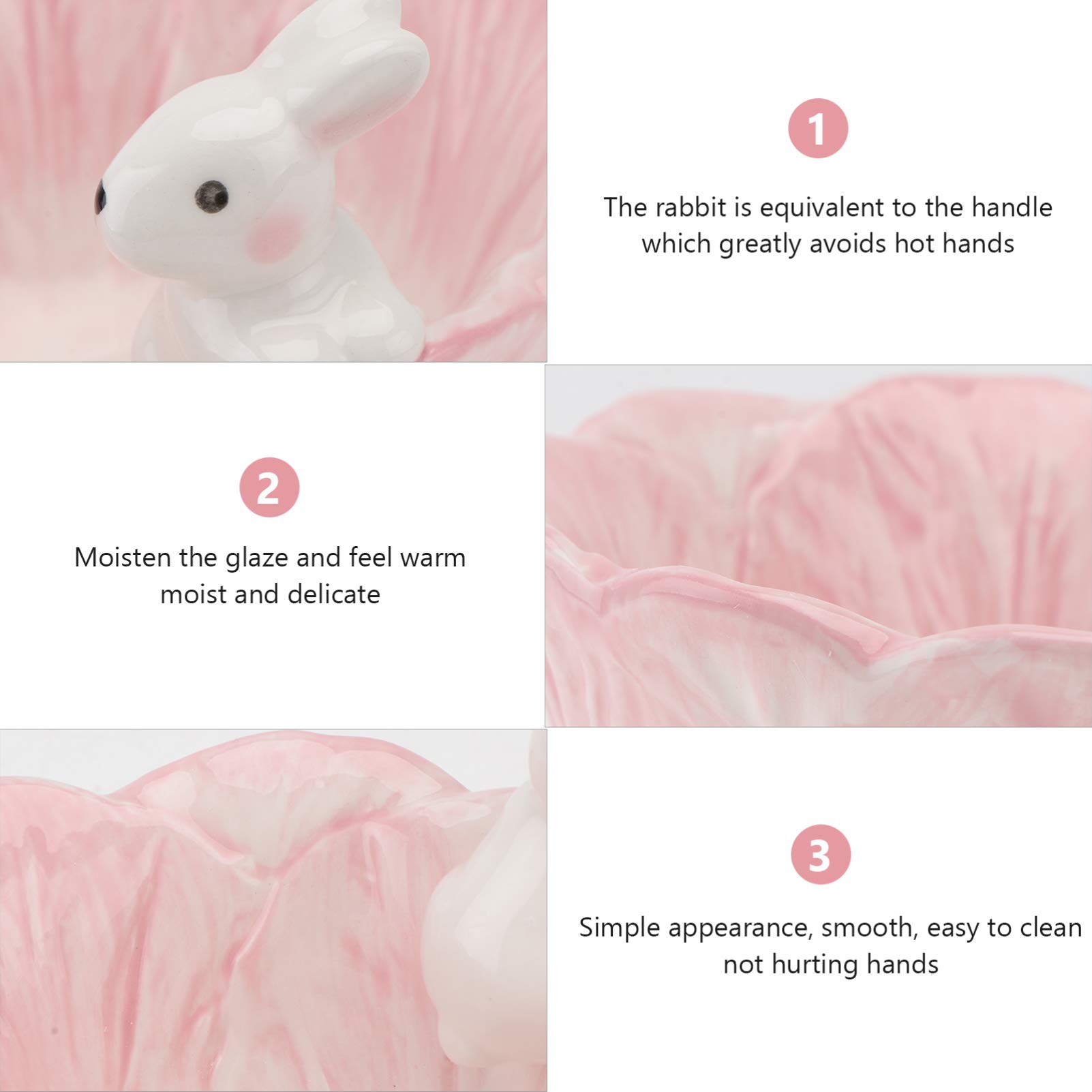 Easter Bunny Candy Bowl Ceramic - Cabbage Shaped Dessert Dish for Easter Decor & Snacks (Pink)