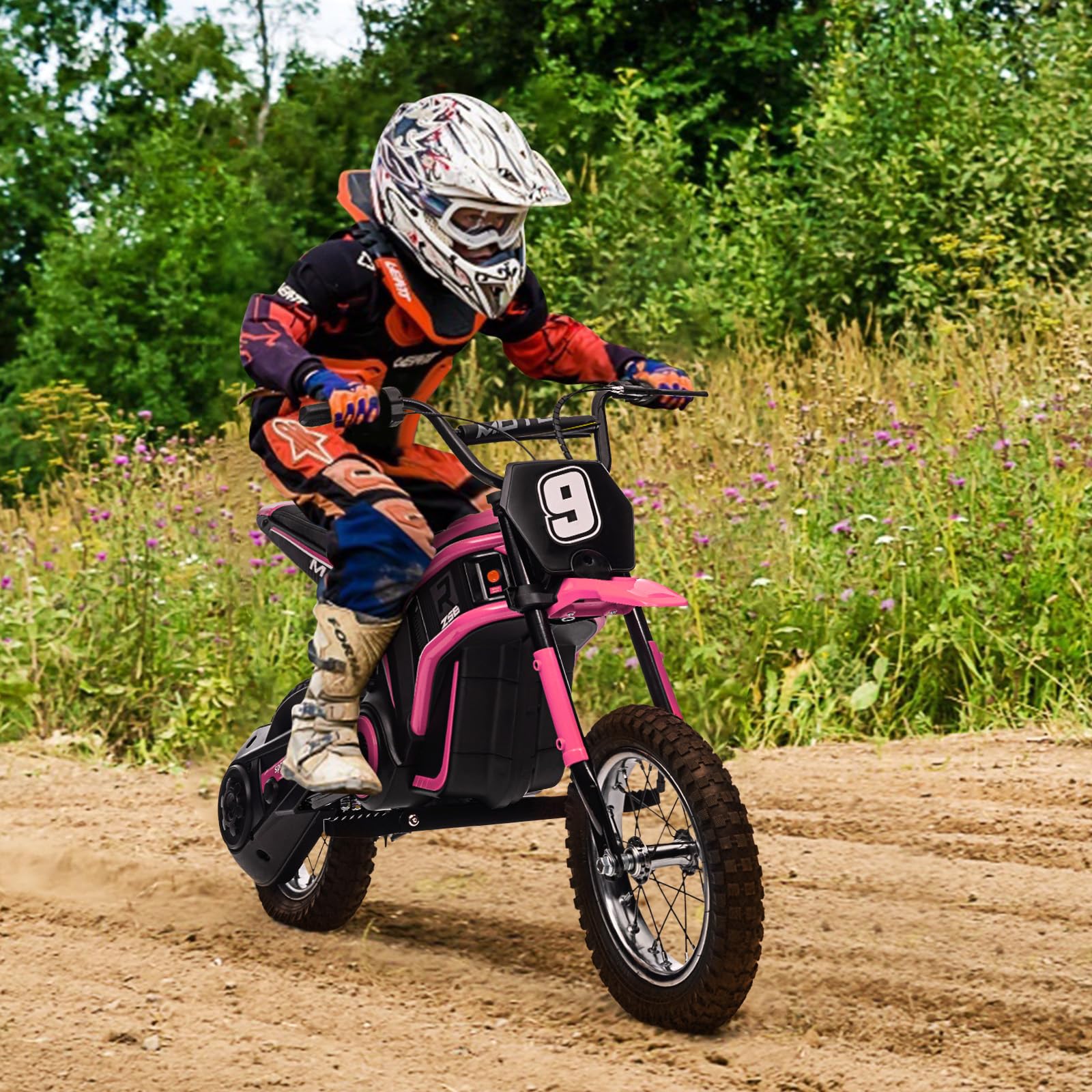 GARVEE 24V 10A 350W Kids Electric Dirt Bike - 3 Speed, 14.29MPH, for Ages 5-17, Pink | Off-Road Adventure, Backyard Riding, Birthday Gift for Boys & Girls