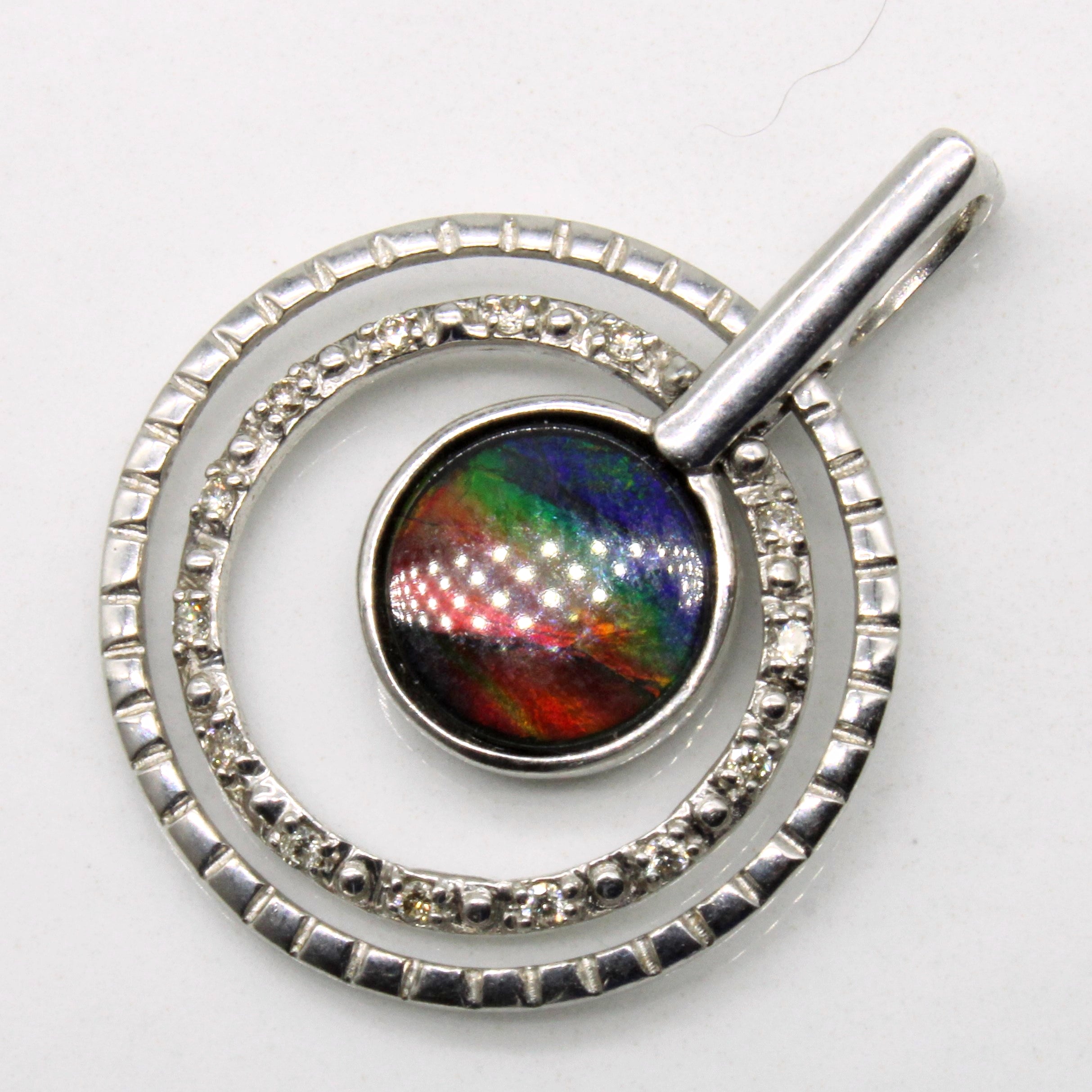 1.00ct Ammolite & 0.07ctw Diamond Pendant Necklace - Natural Gemstone Jewelry for Women - Perfect for Anniversary Gifts & Special Occasions