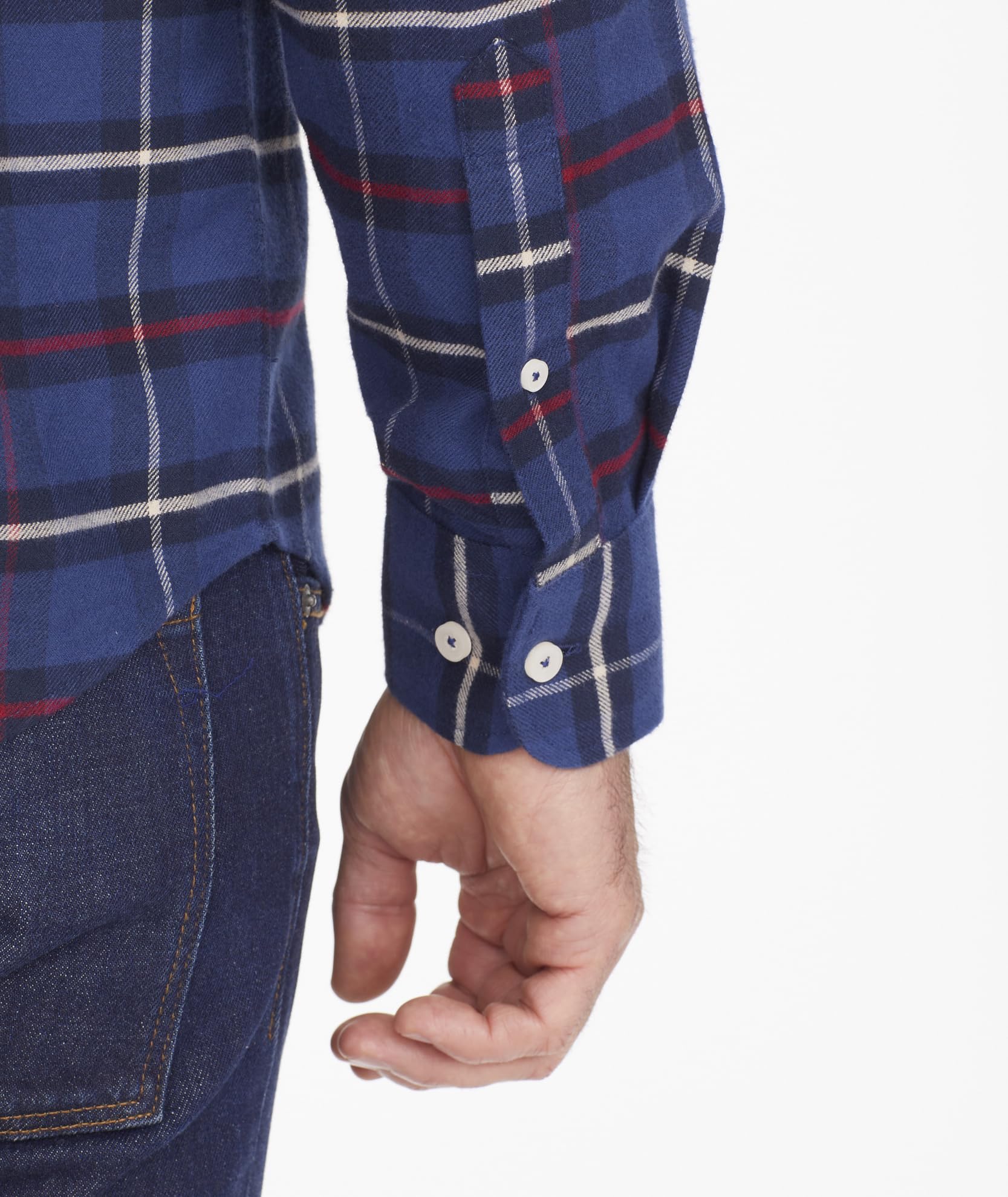 UNTUCKit Flannel Andes Shirt for Men - Slim Fit Long Sleeve Dark Blue Checkered Casual Shirt | Perfect for Office Wear, Weekend Outings & Fall Layering