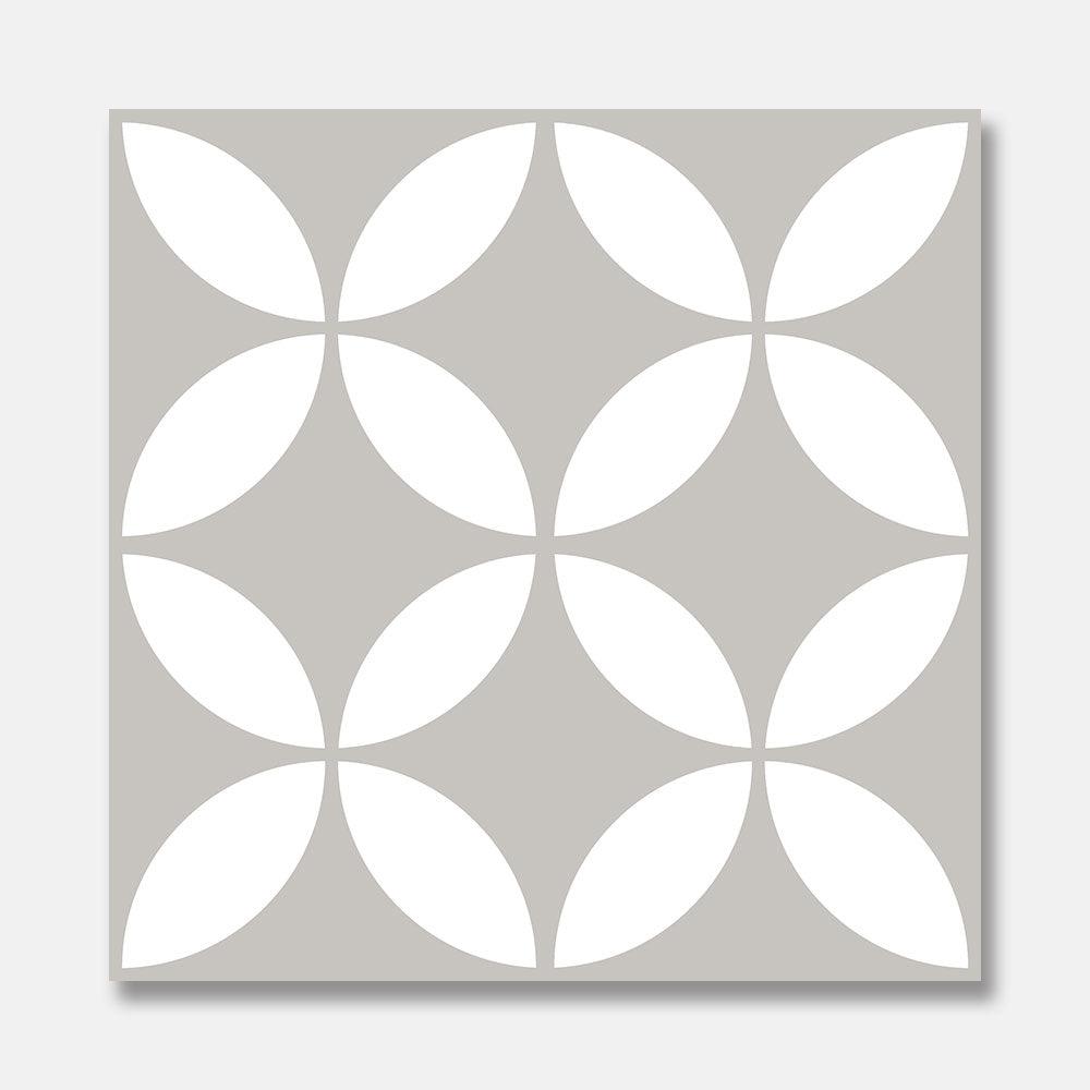 Heritage Daisy Grey Encaustic Look 200x200 Matt Tile - Vintage Style Ceramic Floor and Wall Tiles for Kitchen, Bathroom, and Living Room Decor