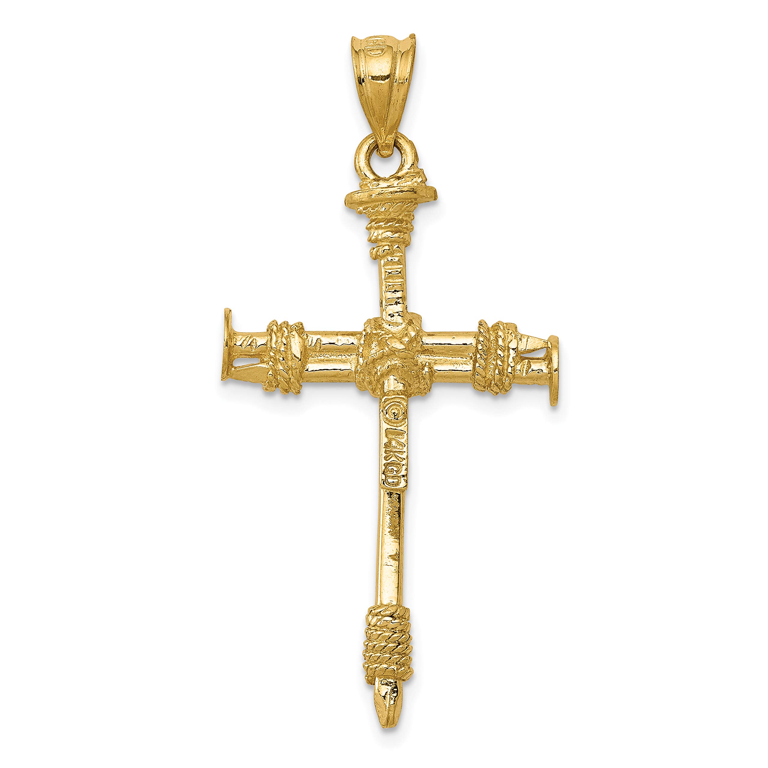 14K Gold Polished Nail Cross Pendant Necklace - Religious Jewelry for Women & Men - Perfect for Church, Baptism, Confirmation & Everyday Wear