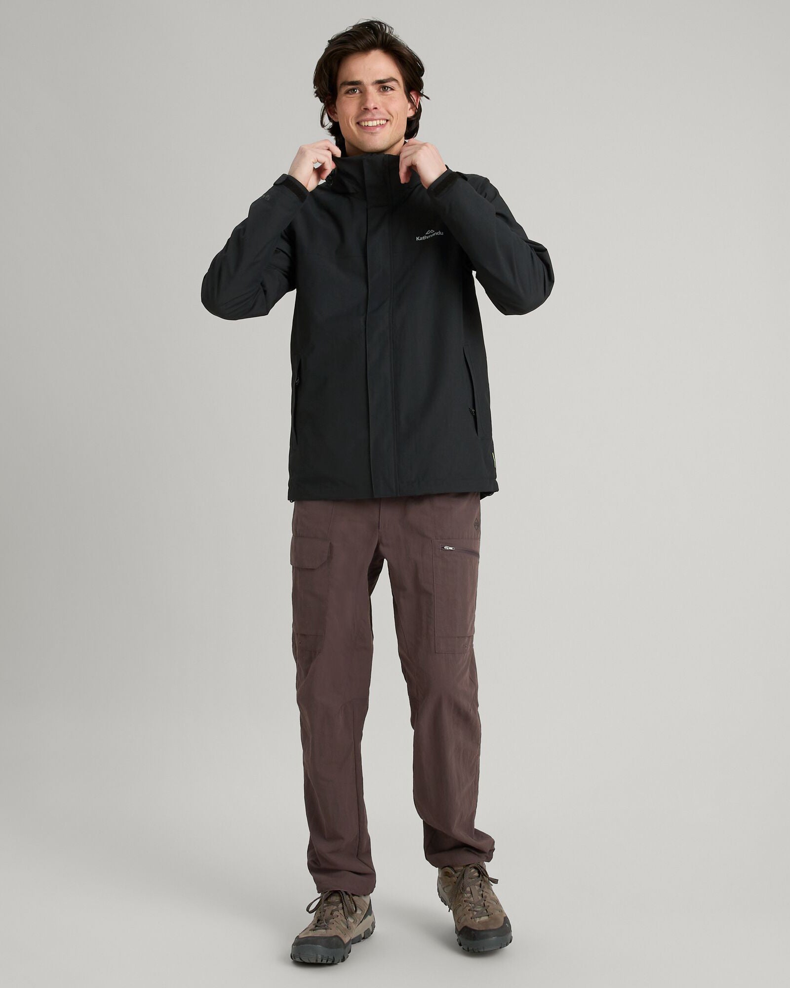 Andulo Men's 2-Layer Waterproof Rain Jacket - Black | Lightweight Windproof Outdoor Coat for Hiking, Camping & Travel
