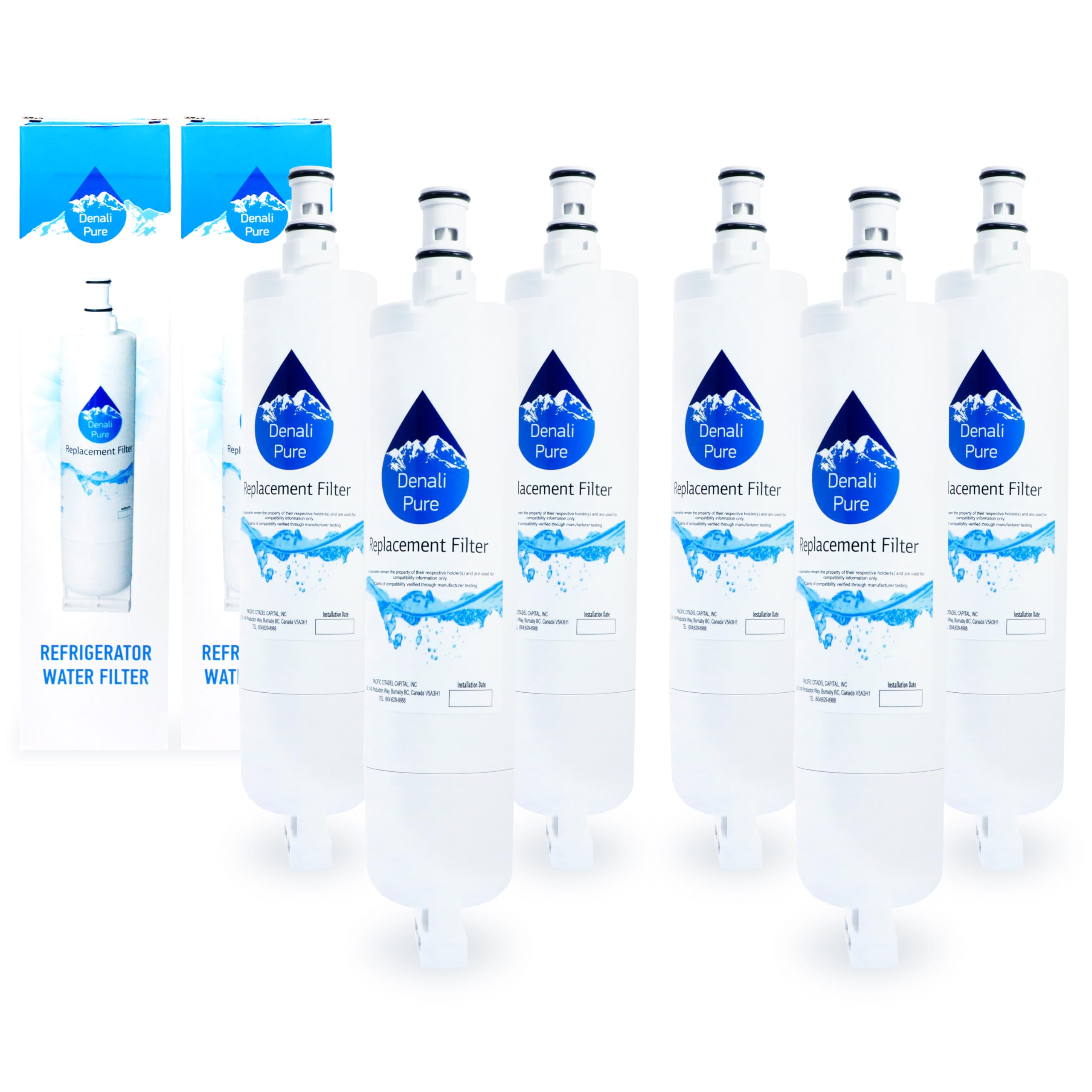 6-Pack Whirlpool GS6SHEXNB00 Refrigerator Water Filter Replacement - Compatible with 4396508, 4396510 Fridge Water Filter Cartridges | Pure Drinking Water for Home & Office Use