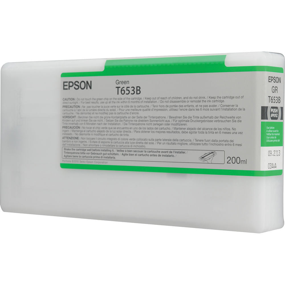 Epson T653B 4900 Ultrachrome Ink HDR 200ml Green - High-Quality Printer Ink for Professional Photo Printing, Graphic Design & Fine Art Projects