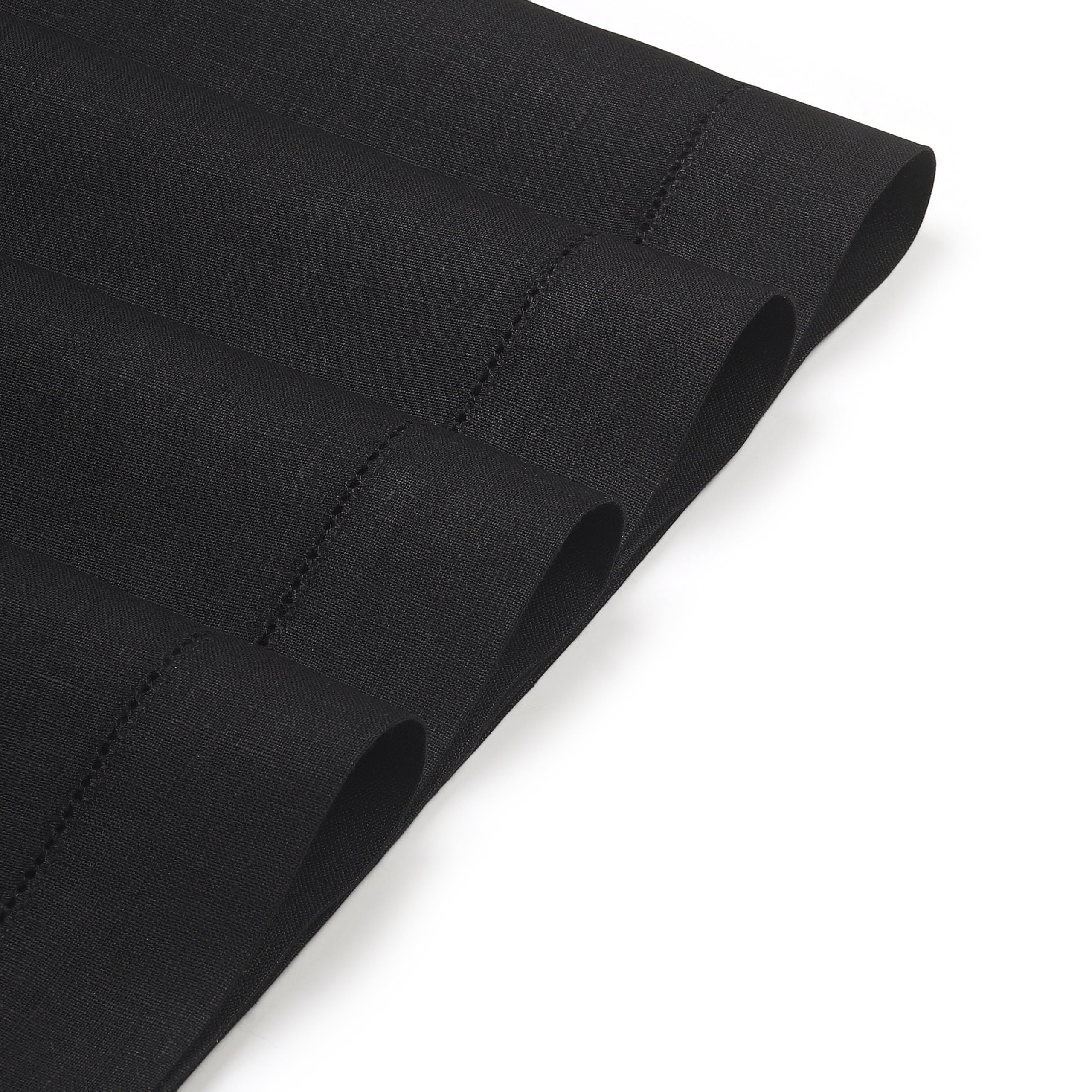 D'Moksha Homes 4-Pack 100% Pure Linen Placemats - 14x19 Inch Black Table Mats with Classic Hemstitch, Machine Washable for Dining Table Decor - Perfect for Spring Gatherings, Dinner Parties & Everyday Use