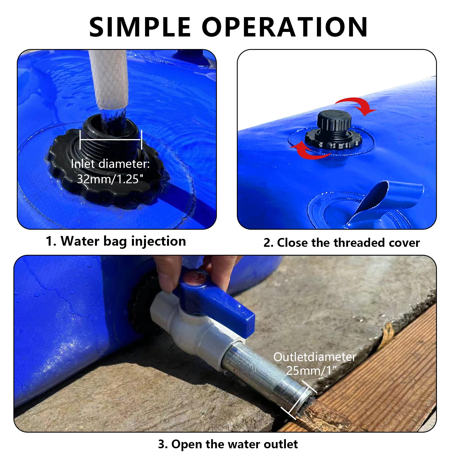 XITAO 63Gal/240L Portable Foldable Water Storage Bladder - Large Capacity Emergency Water Tank for RV Camping, Drought Survival, Fire Prevention & Agricultural Irrigation | Outdoor, Disaster Preparedness & Farm Use